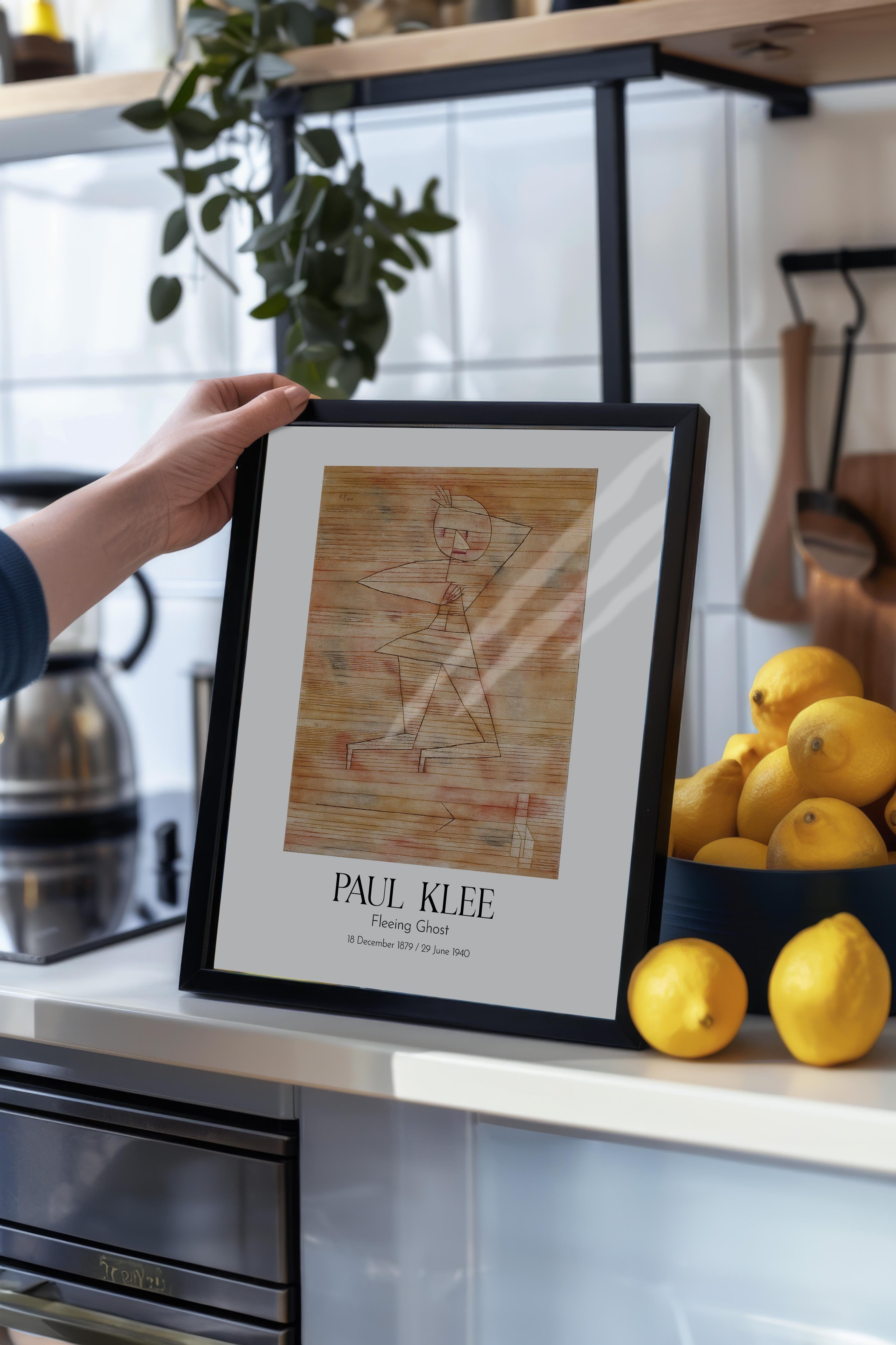 Paul Klee - Fleeing Ghost, Siyah Çerçeveli Tablo, Sanat Serisi NO:110111