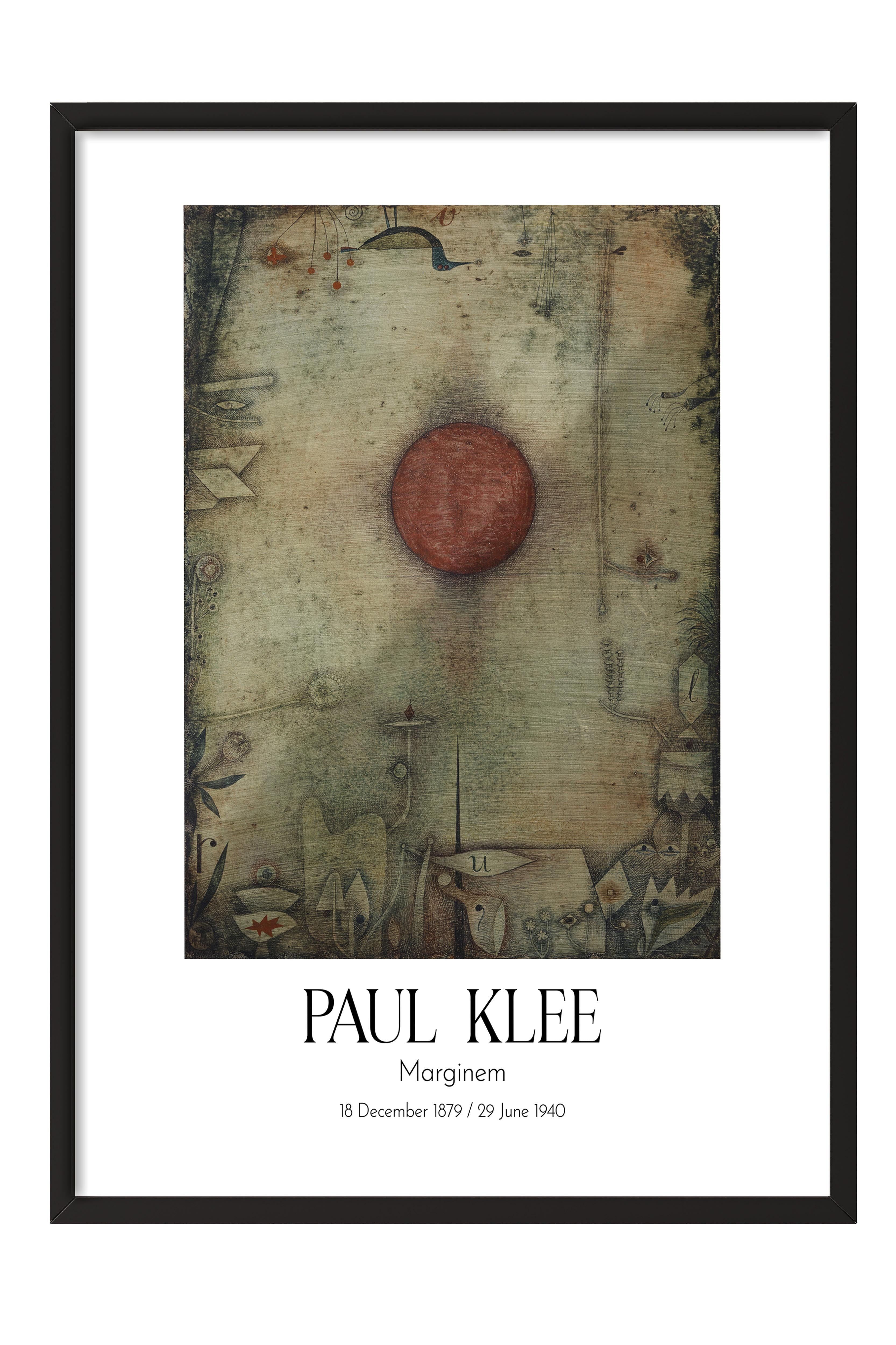 Paul Klee - Marginem, Siyah Çerçeveli Tablo, Sanat Serisi NO:110121