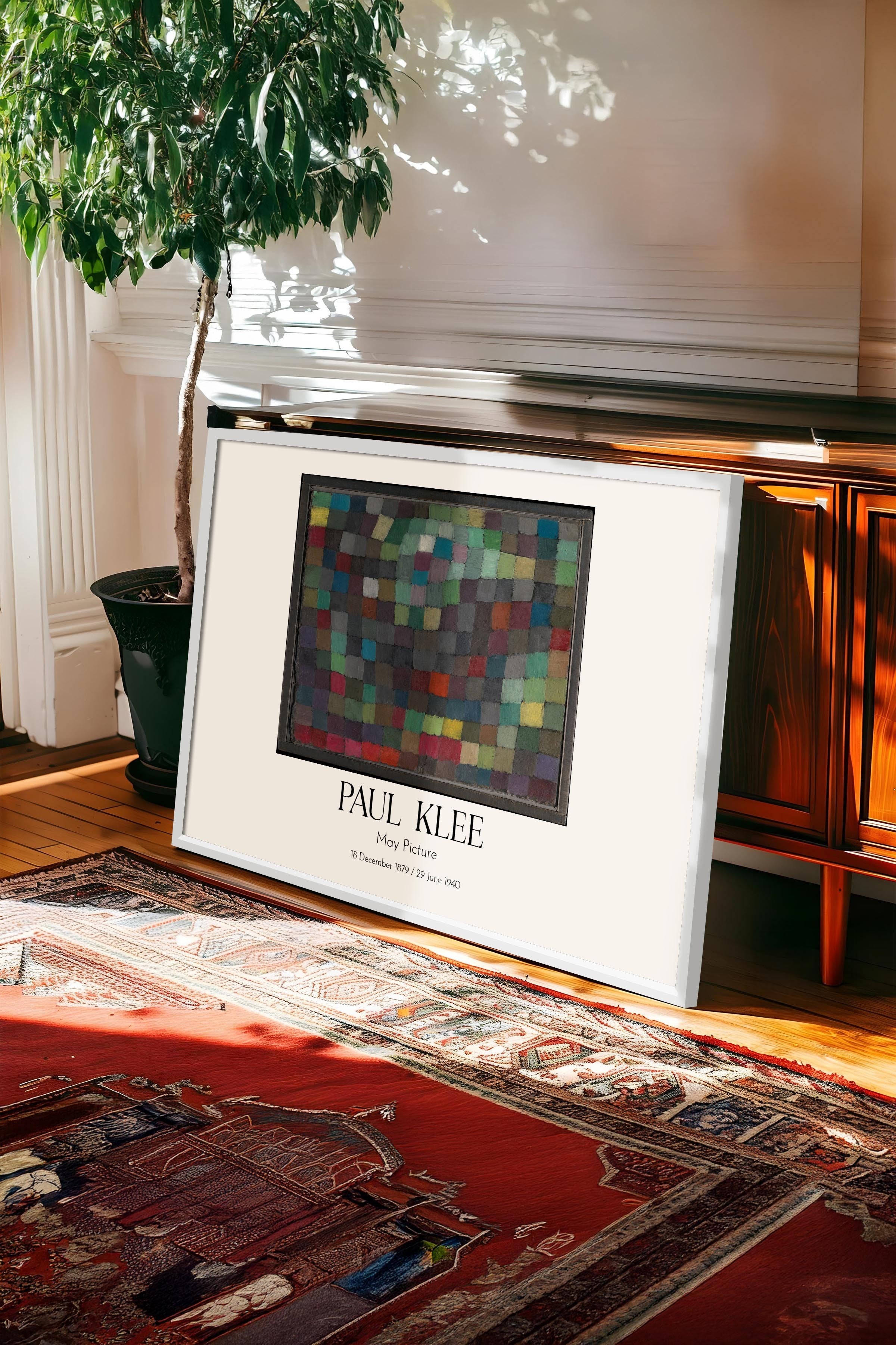 Paul Klee - May Picture, Beyaz Çerçeveli Tablo, Sanat Serisi NO:110128