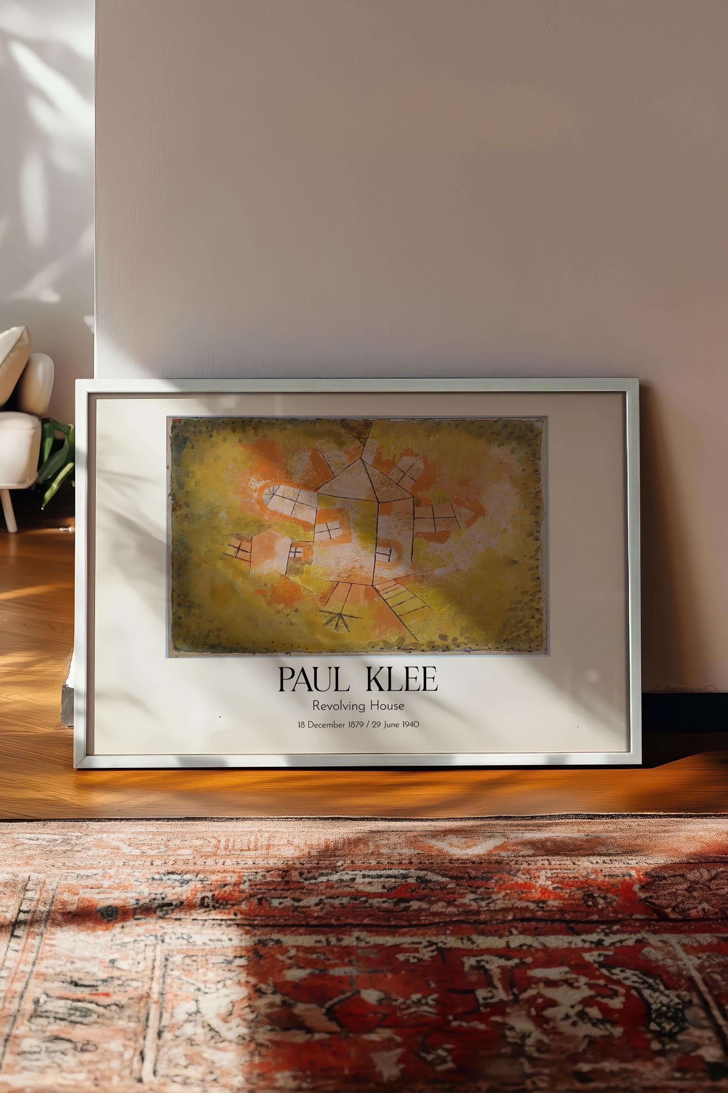 Paul Klee - Revolving House, Beyaz Çerçeveli Tablo, Sanat Serisi NO:110129