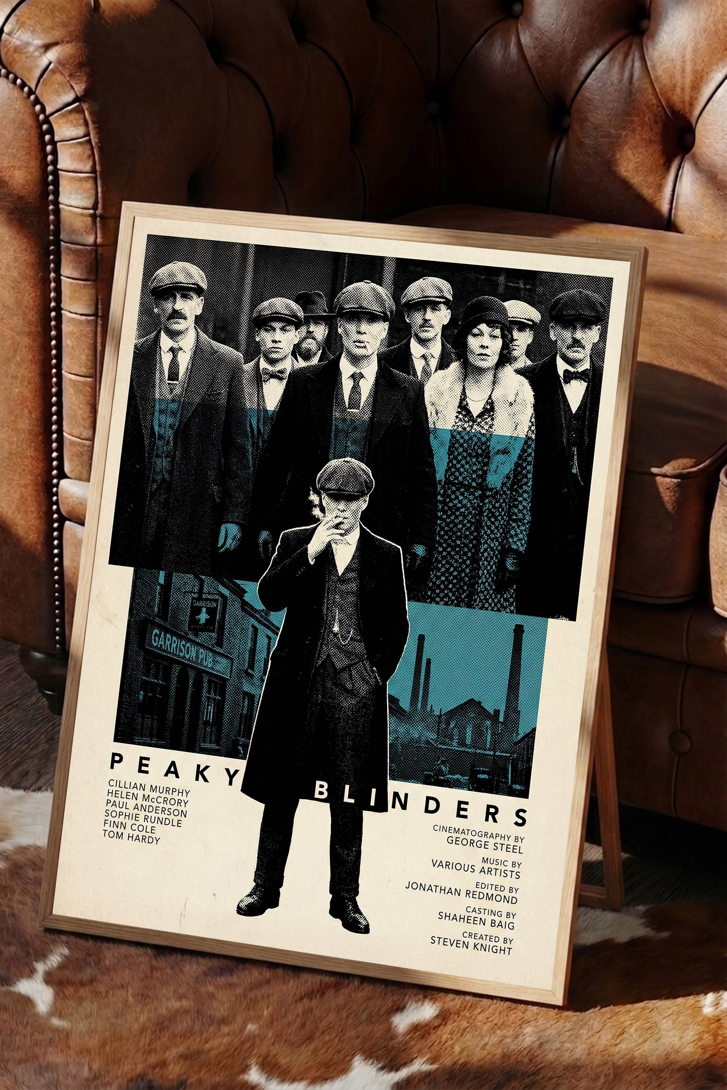 Peaky Blinders Ahşap Çerçeveli Poster, Sinema ve Dizi Tablo, Film Dizi Afişleri NO:112784