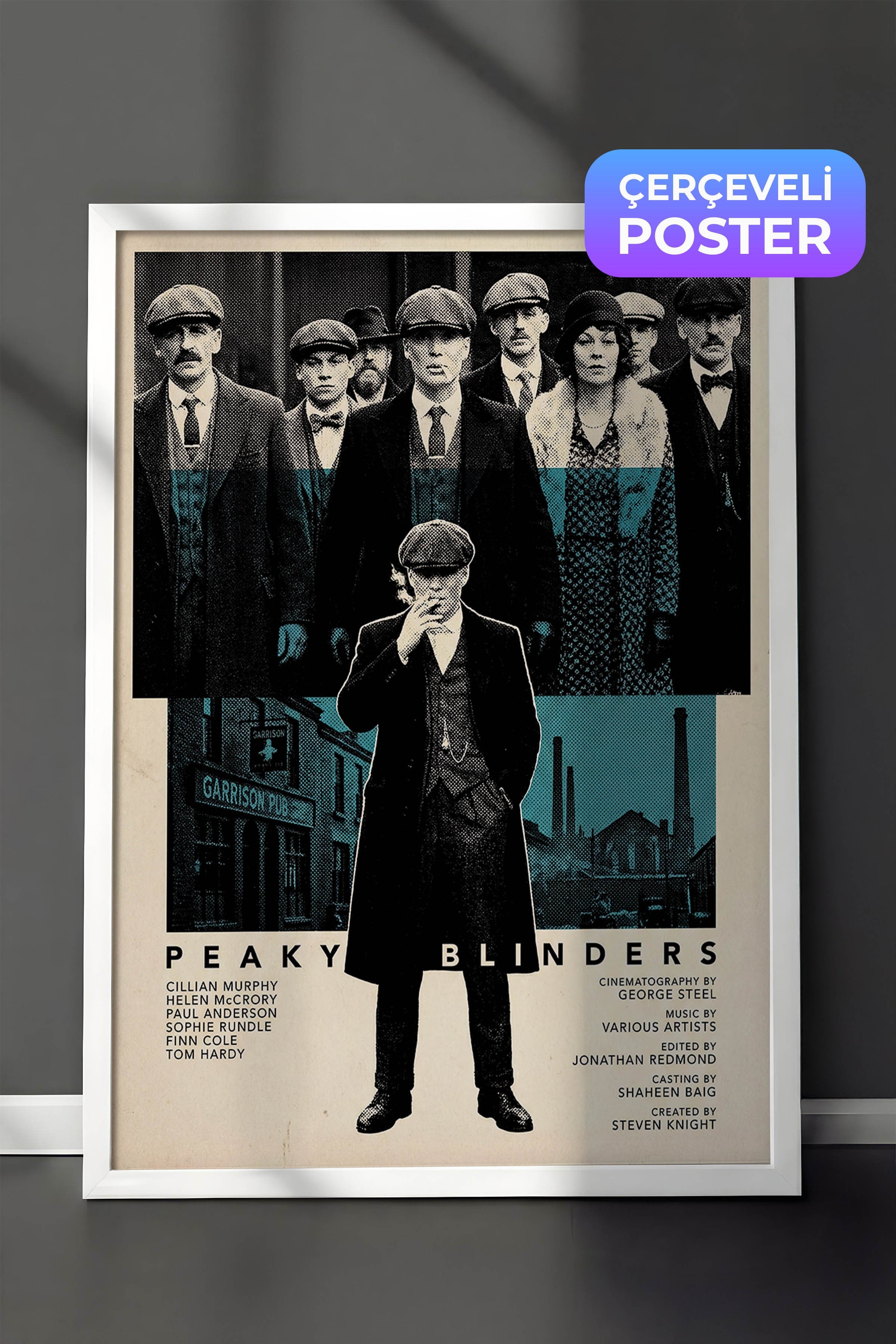 Peaky Blinders Beyaz Çerçeveli Poster, Sinema ve Dizi Tablo, Film Dizi Afişleri NO:112784