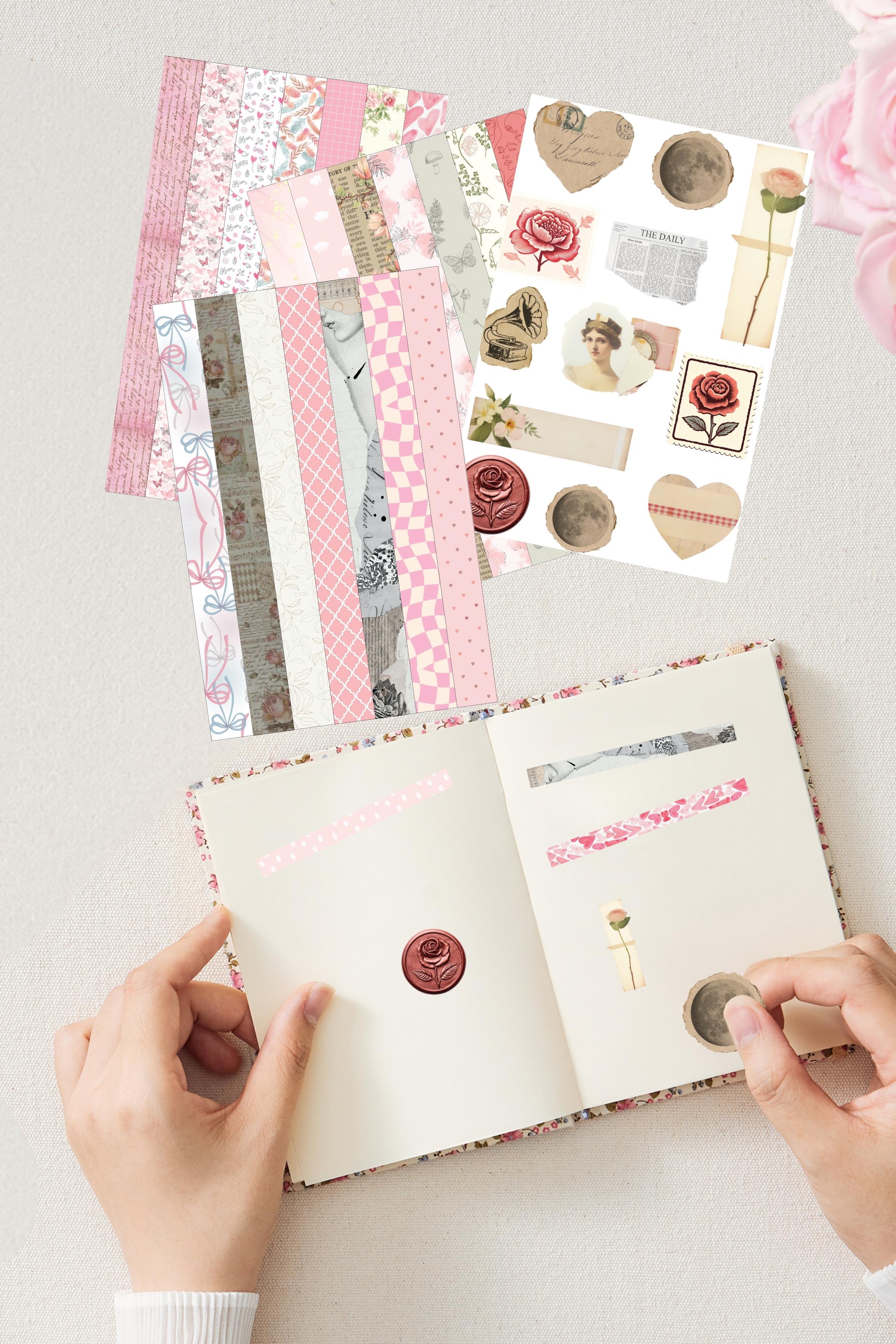 Pembe JournalEtiket Seti, 40 Adet Renkli Etiket, Sticker Book, Sticker Defteri, Bullet Journal, Günlük