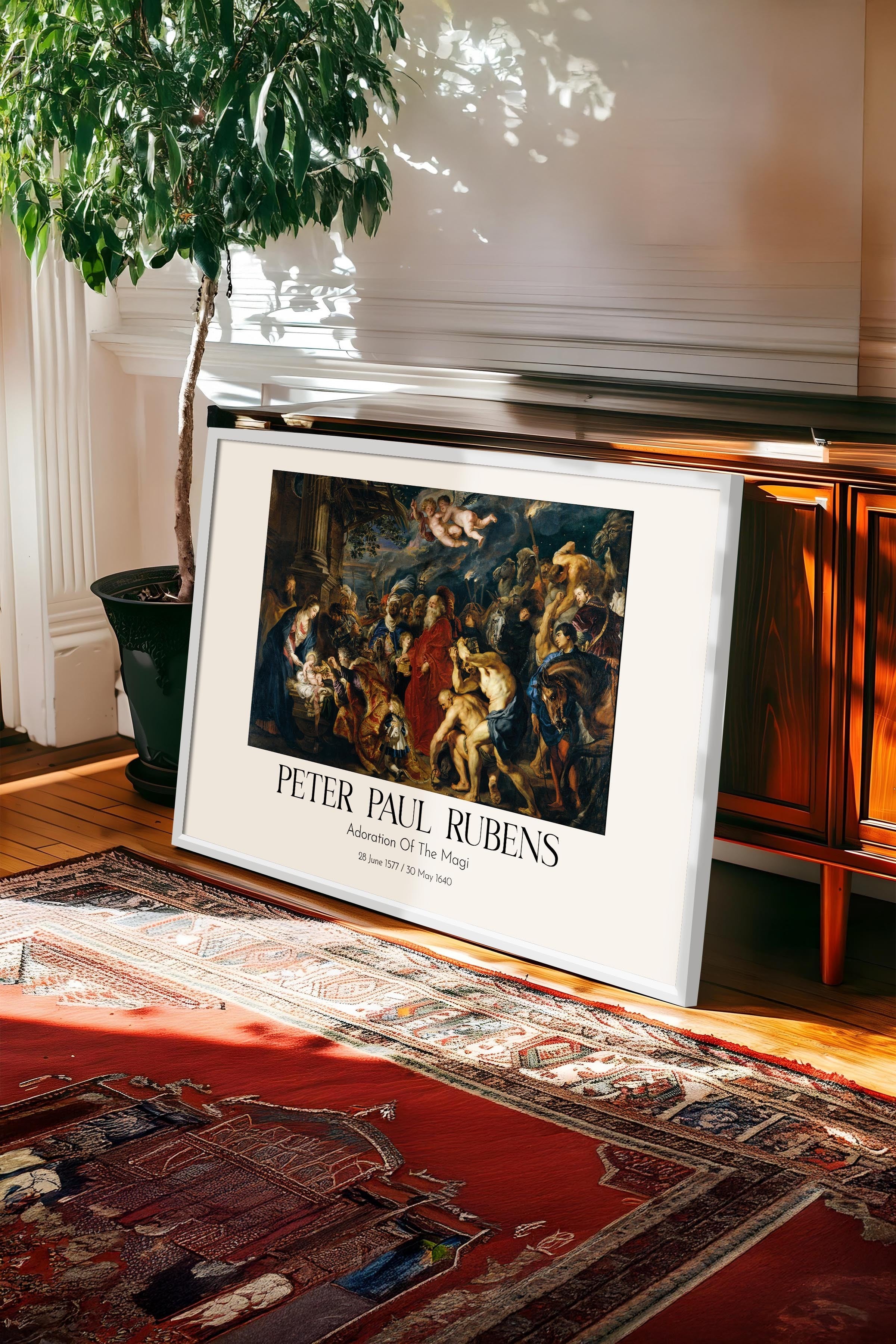 Peter Paul Rubens - Adoration Of The Magi, Beyaz Çerçeveli Tablo, Sanat Serisi NO:112342