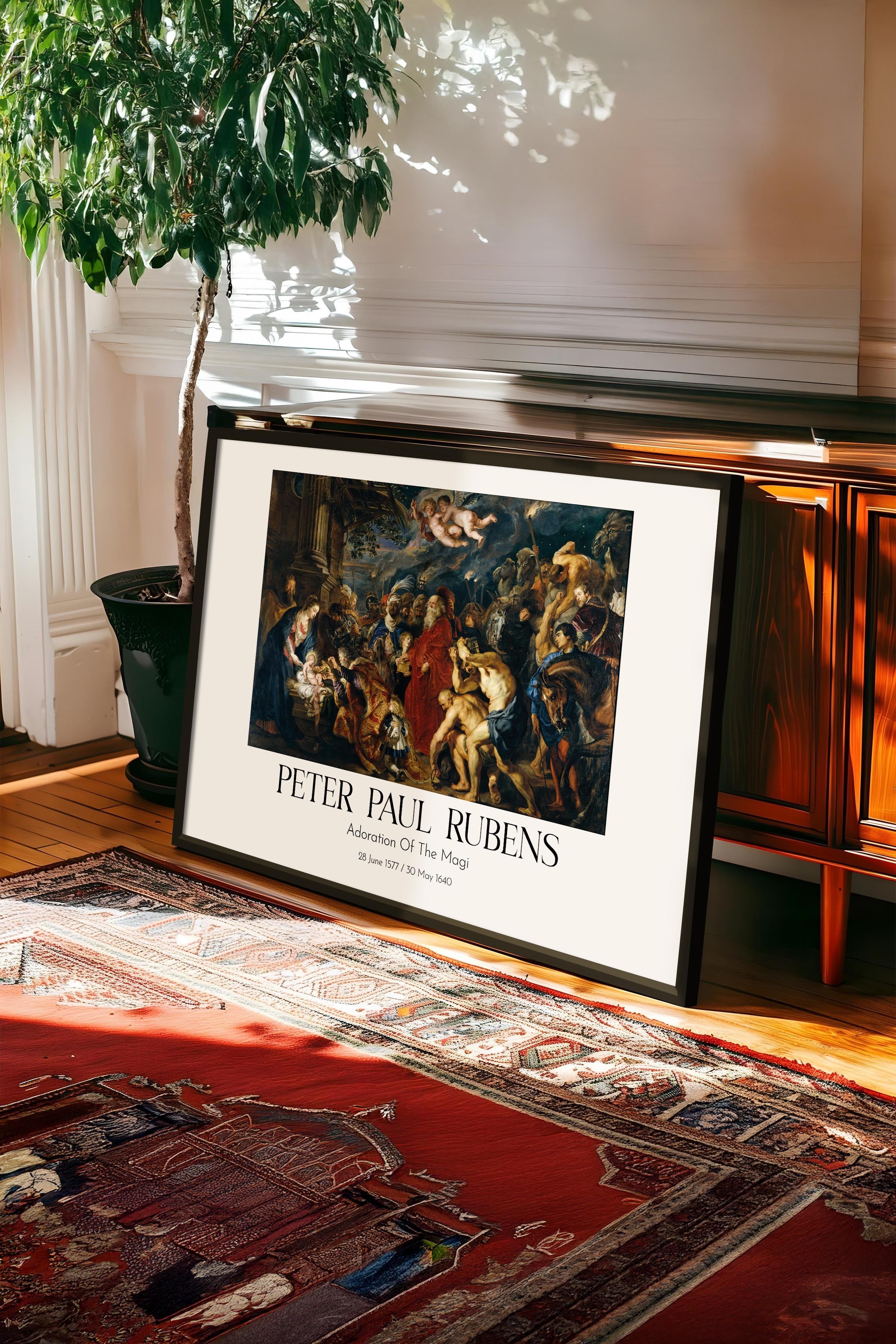 Peter Paul Rubens - Adoration Of The Magi, Siyah Çerçeveli Tablo, Sanat Serisi NO:112342