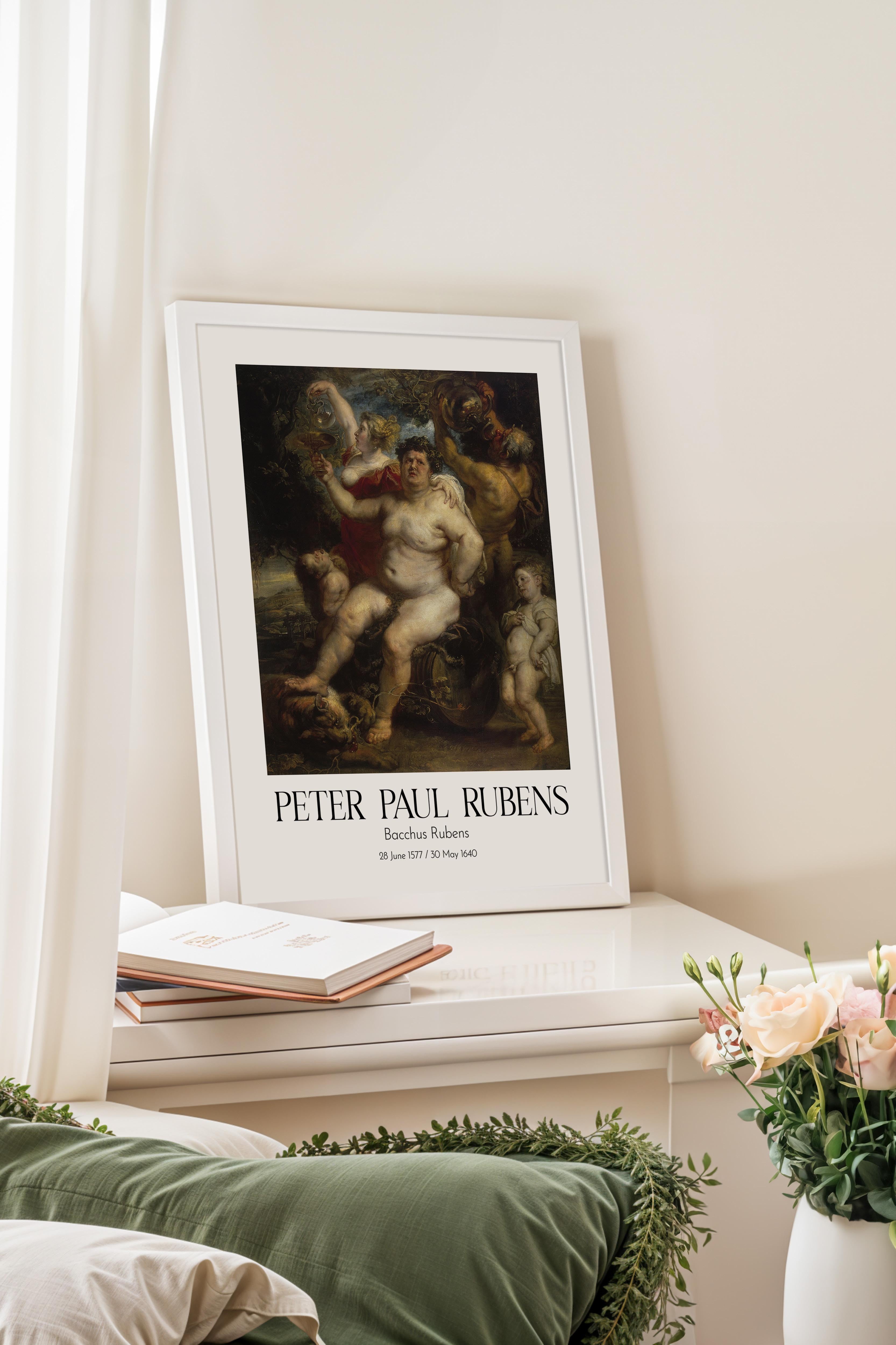 Peter Paul Rubens - Bacchus Rubens, Beyaz Çerçeveli Tablo, Sanat Serisi NO:112316