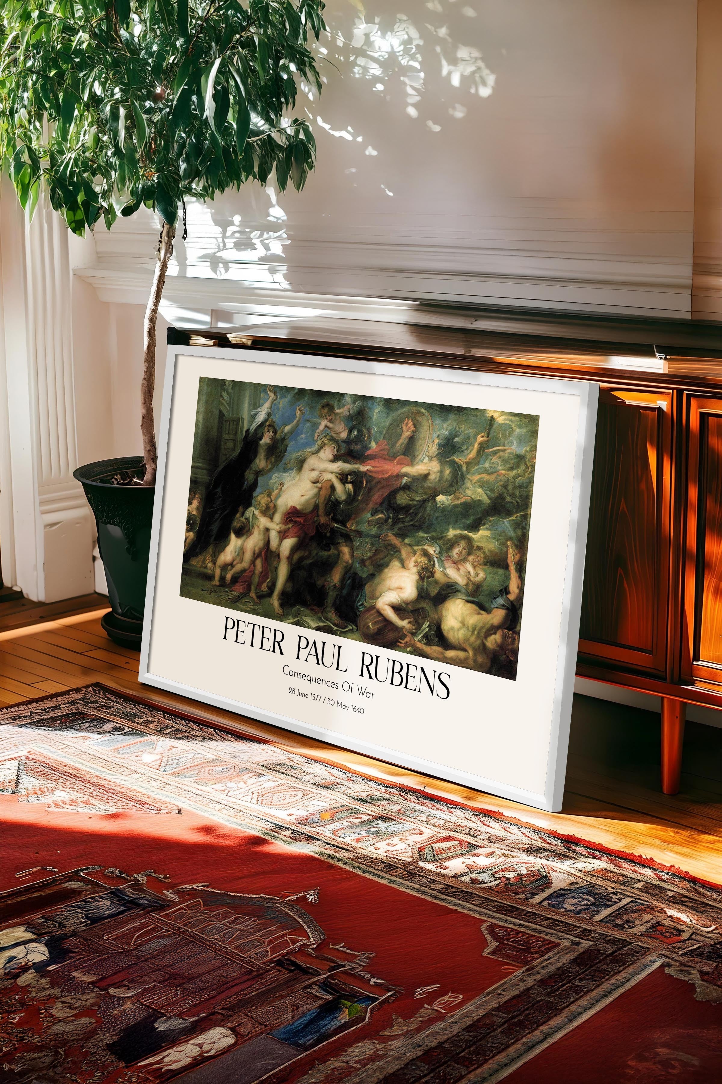 Peter Paul Rubens - Consequences Of War, Beyaz Çerçeveli Tablo, Sanat Serisi NO:112343