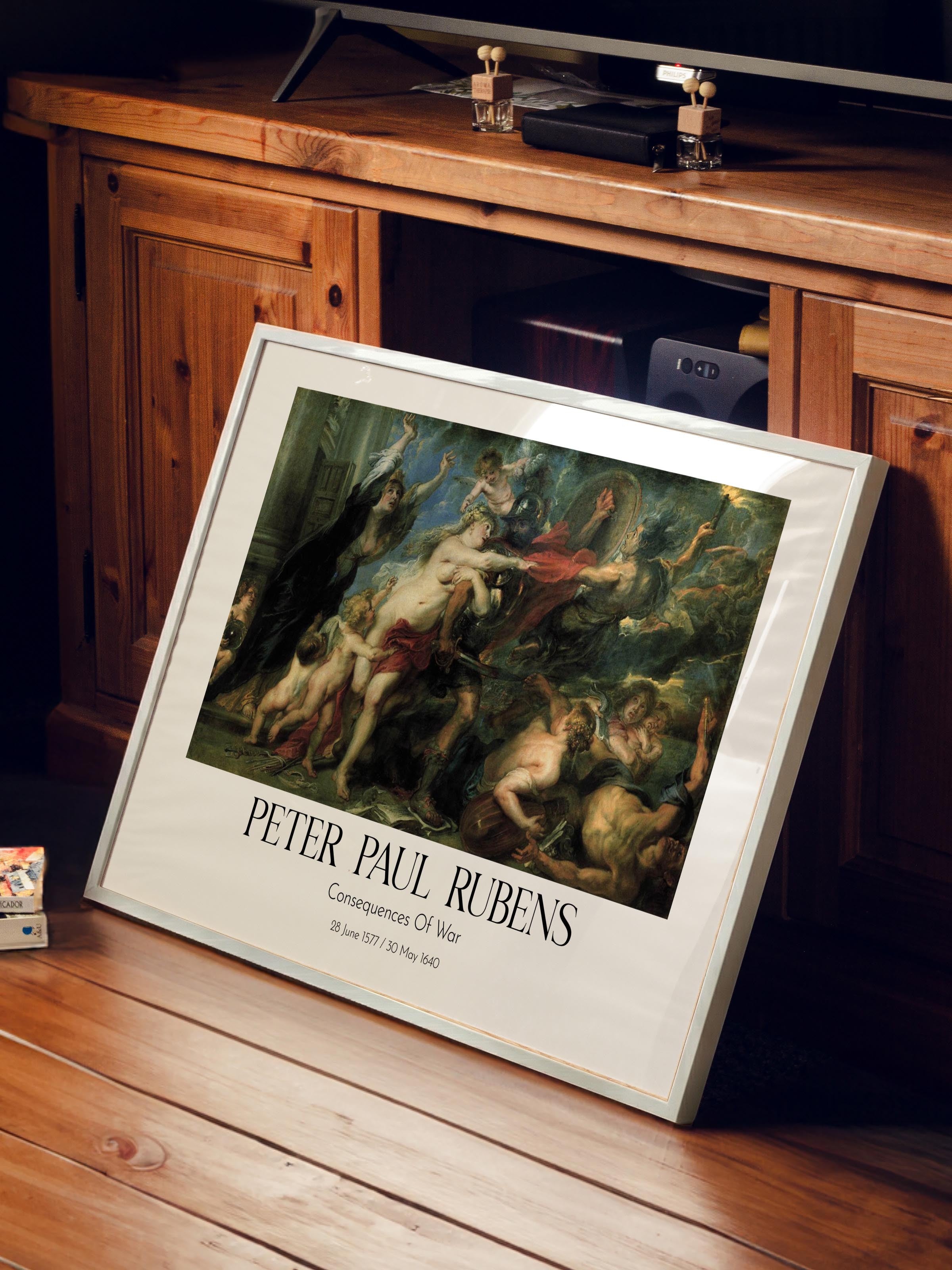 Peter Paul Rubens - Consequences Of War, Beyaz Çerçeveli Tablo, Sanat Serisi NO:112343