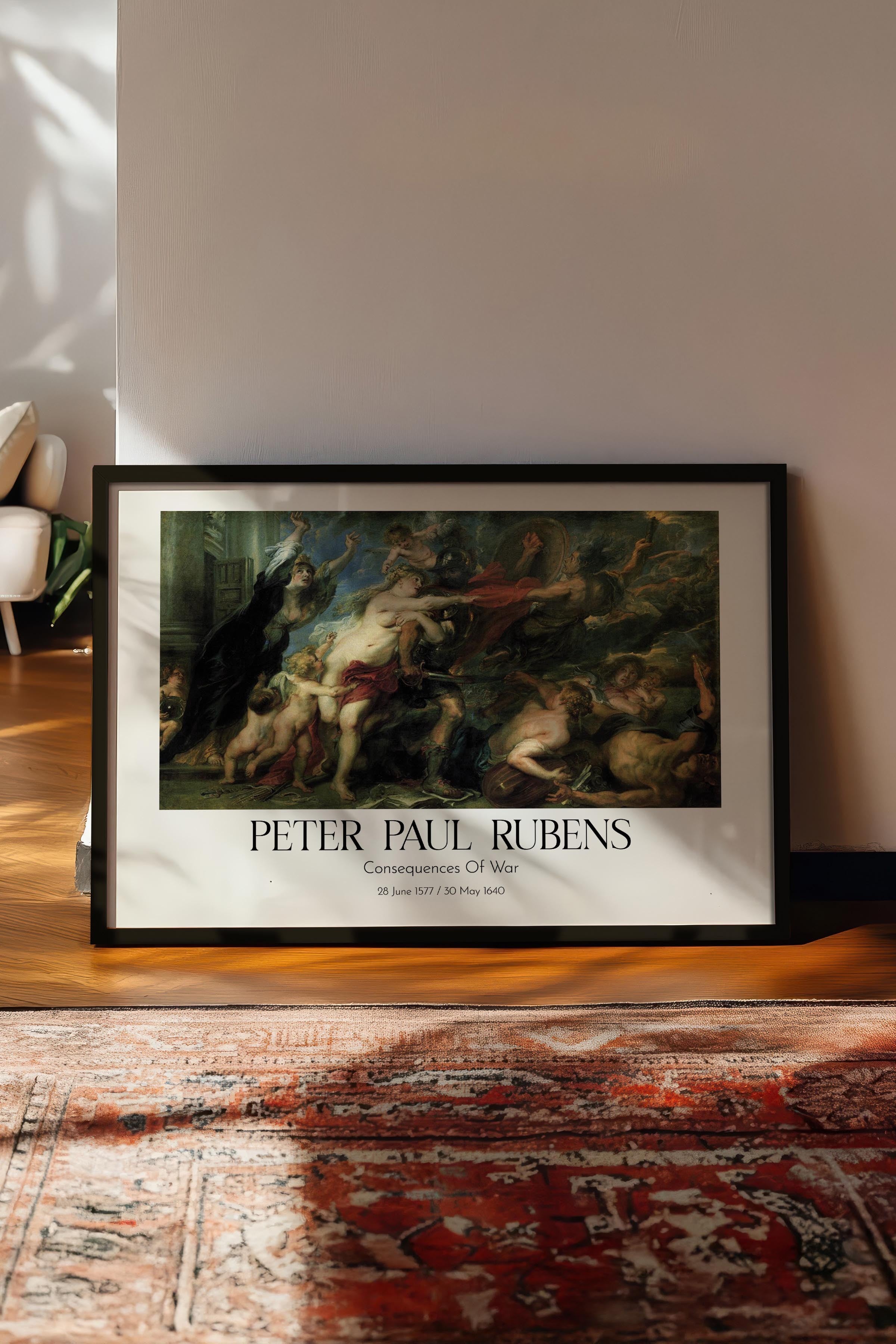 Peter Paul Rubens - Consequences Of War, Siyah Çerçeveli Tablo, Sanat Serisi NO:112343