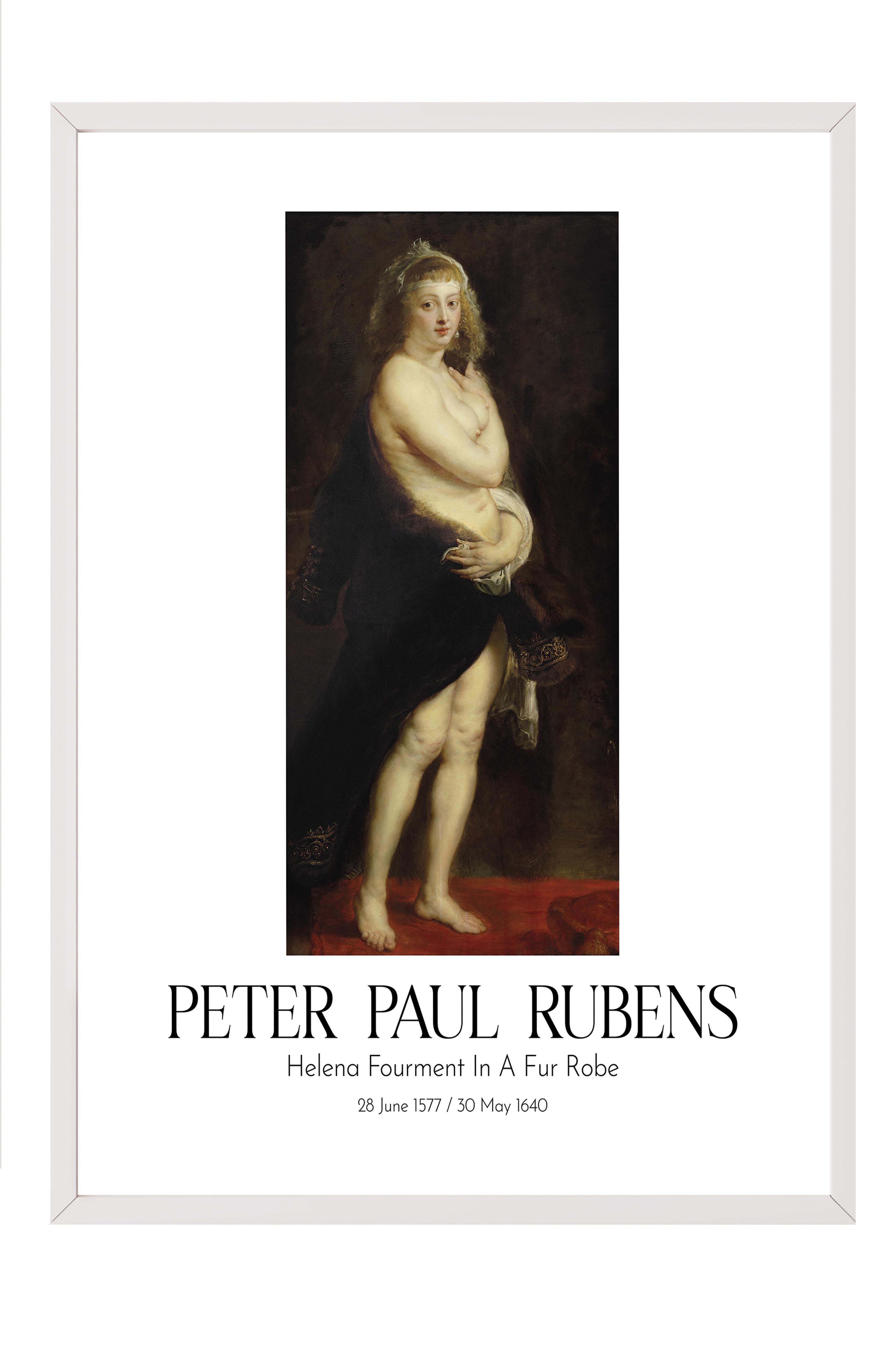 Peter Paul Rubens - Helena Fourment In A Fur Robe, Beyaz Çerçeveli Tablo, Sanat Serisi NO:112320