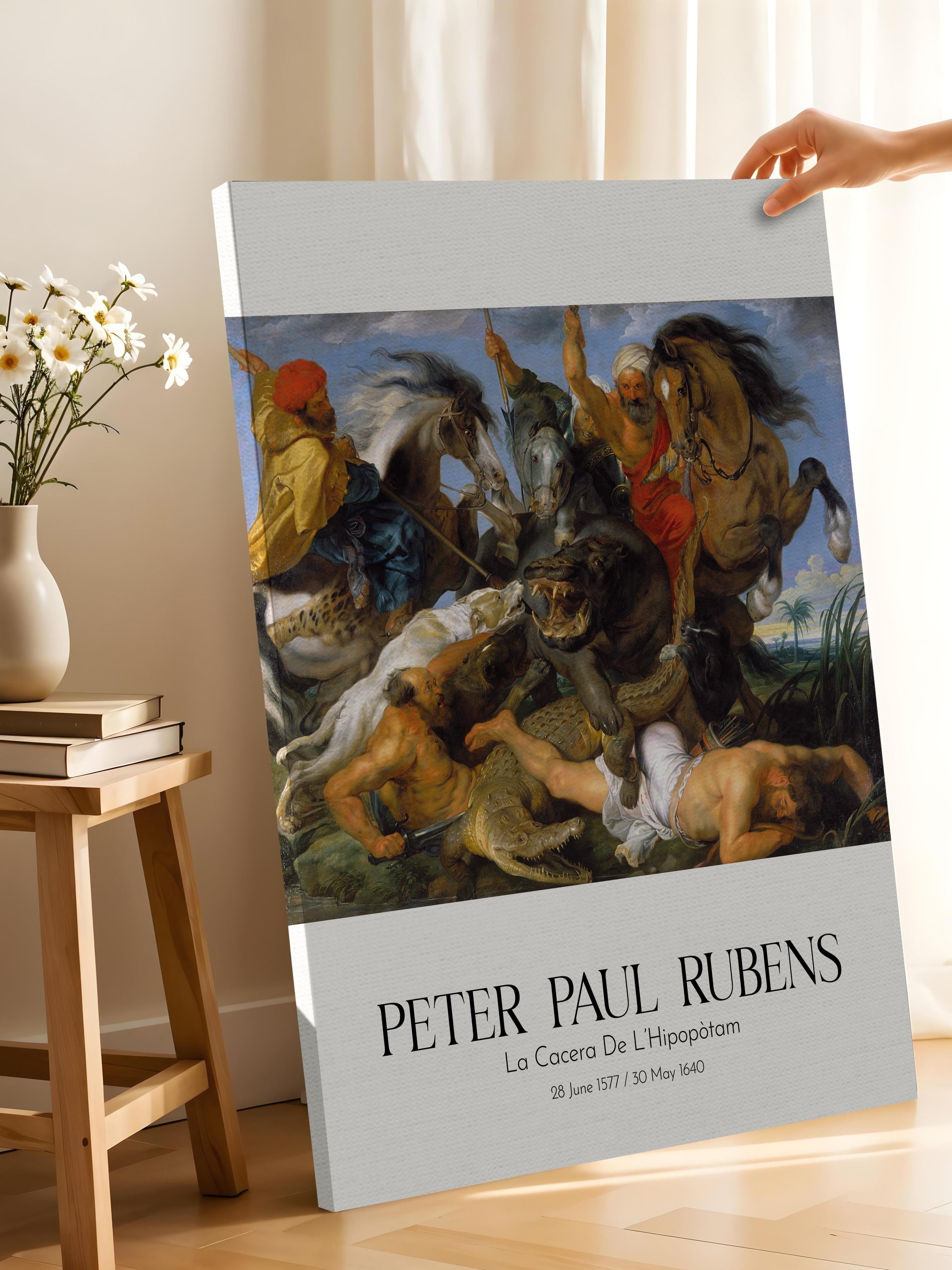 Peter Paul Rubens - La Cacera De L'Hipopòtam, Kanvas Tablo, Sanat Serisi NO:112321