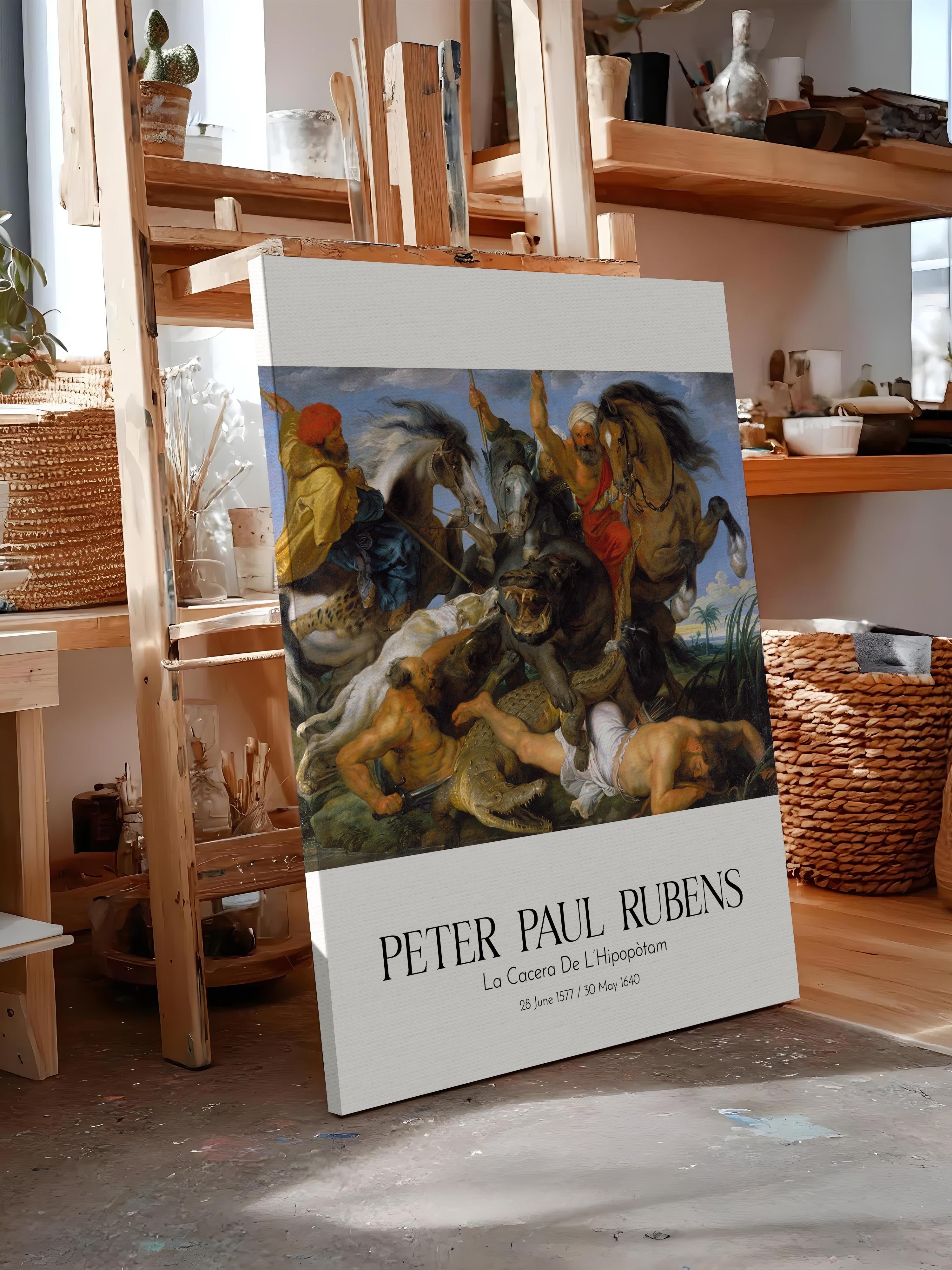Peter Paul Rubens - La Cacera De L'Hipopòtam, Kanvas Tablo, Sanat Serisi NO:112321