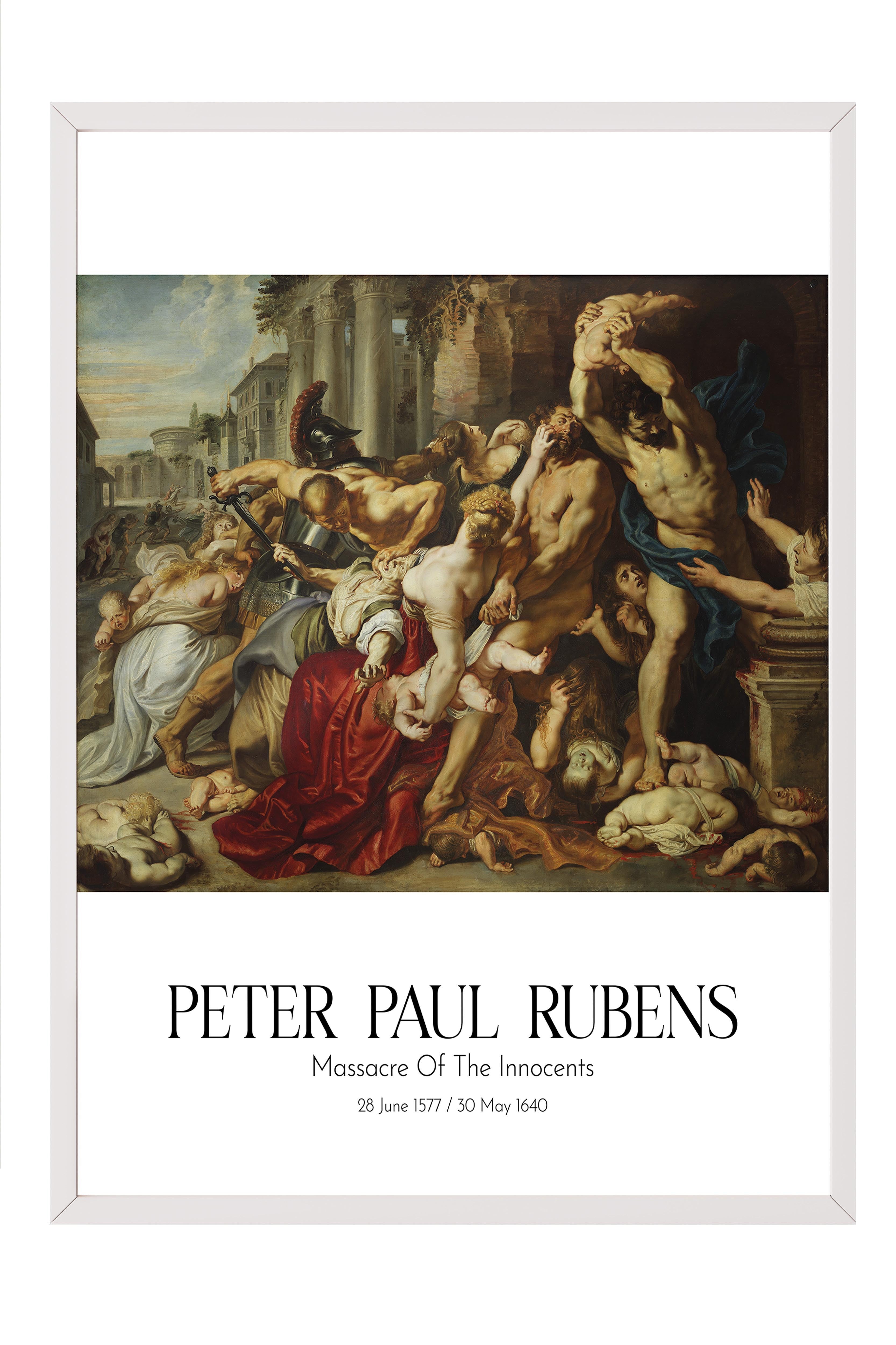 Peter Paul Rubens - Massacre Of The Innocents, Beyaz Çerçeveli Tablo, Sanat Serisi NO:112322
