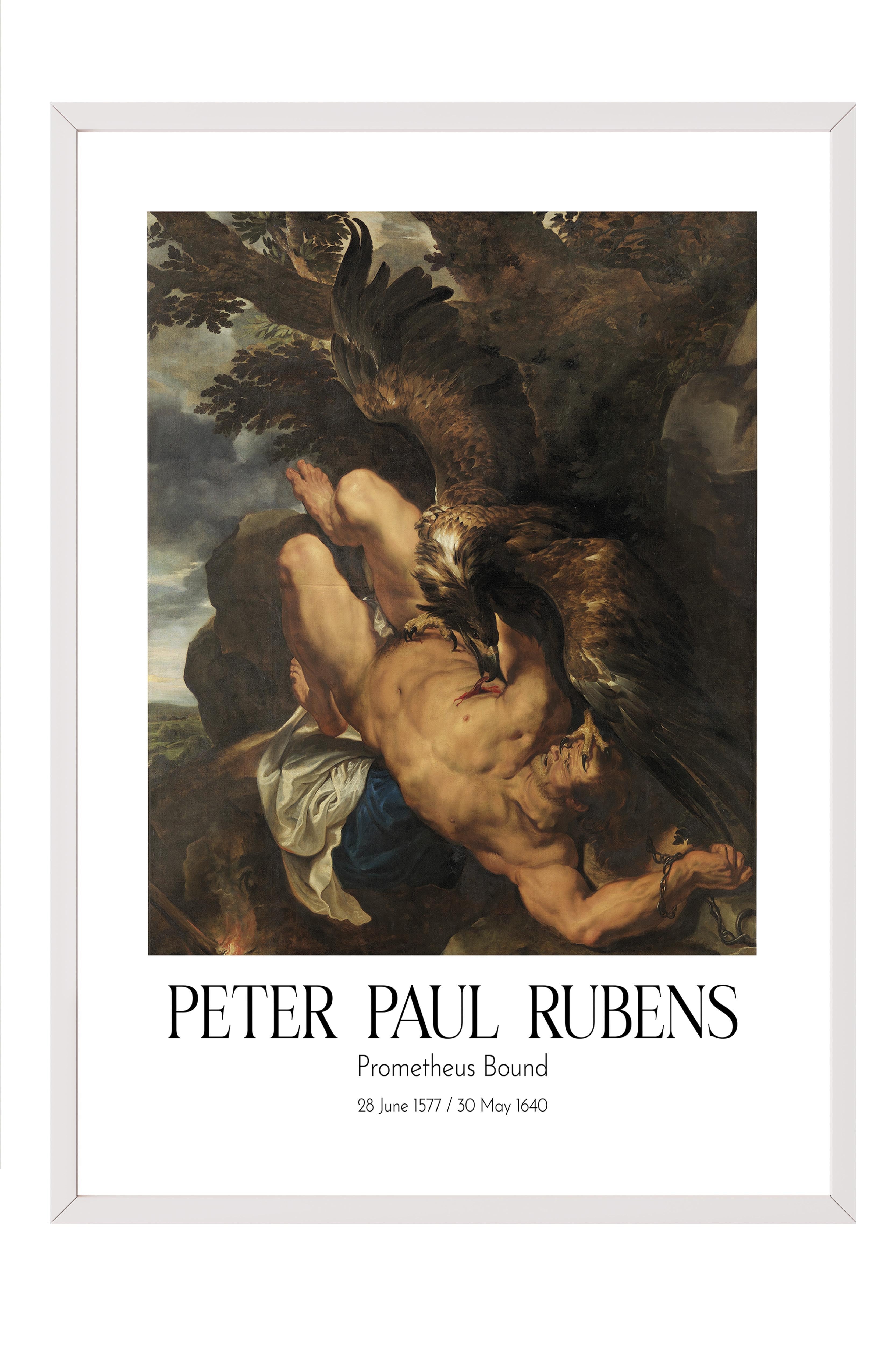 Peter Paul Rubens - Prometheus Bound, Beyaz Çerçeveli Tablo, Sanat Serisi NO:112325