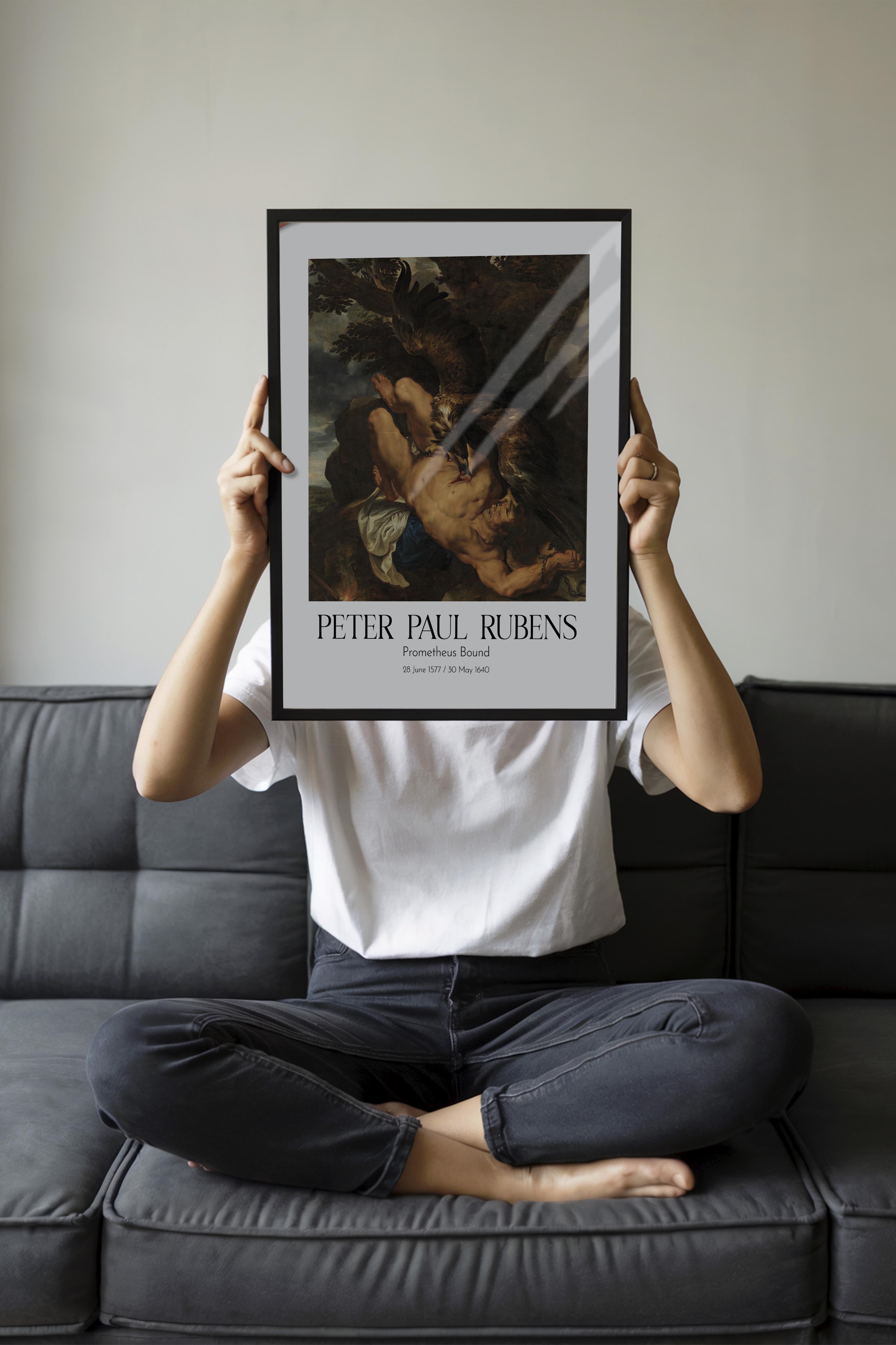 Peter Paul Rubens - Prometheus Bound, Siyah Çerçeveli Tablo, Sanat Serisi NO:112325