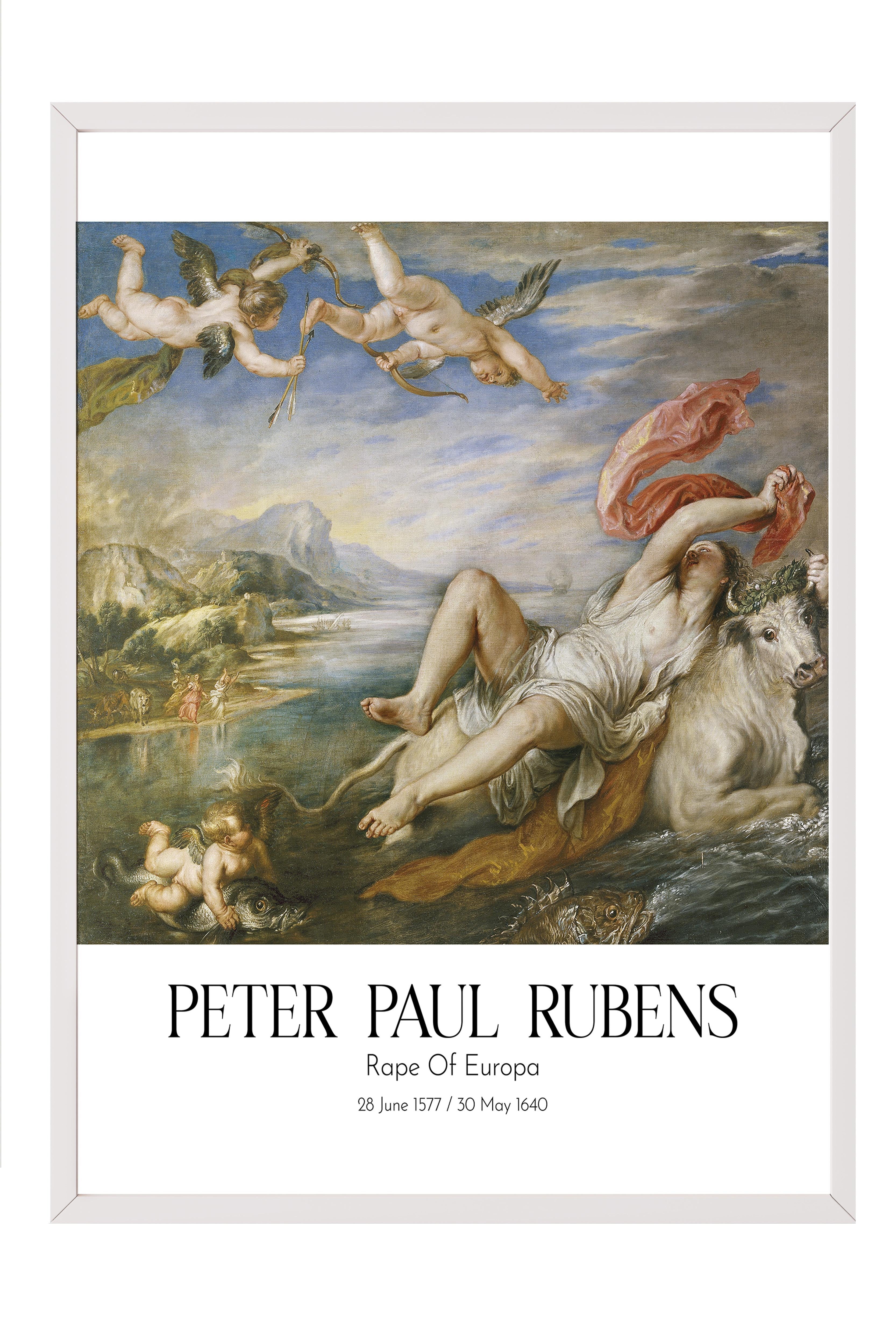 Peter Paul Rubens - Rape Of Europa, Beyaz Çerçeveli Tablo, Sanat Serisi NO:112326