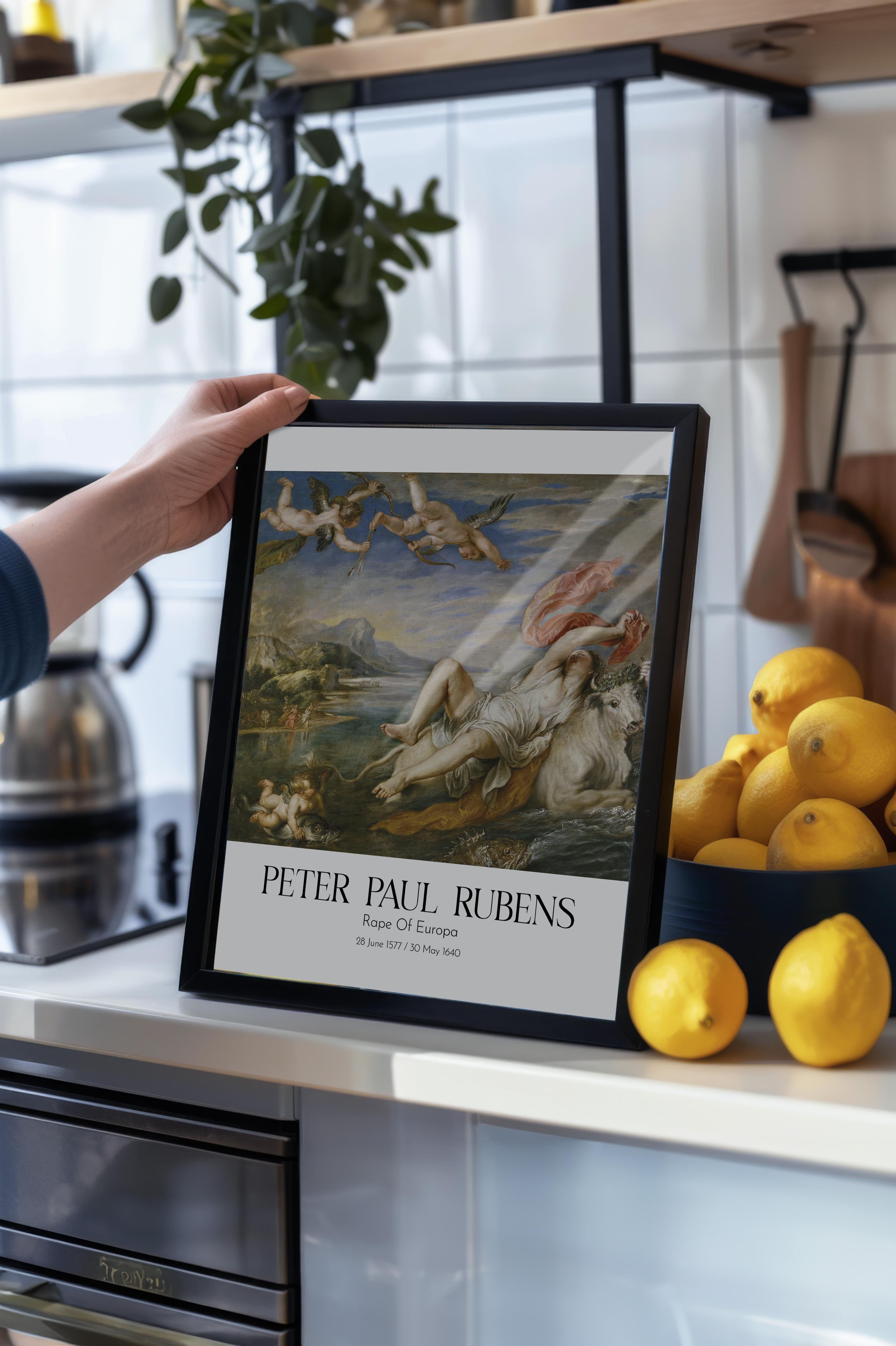 Peter Paul Rubens - Rape Of Europa, Siyah Çerçeveli Tablo, Sanat Serisi NO:112326