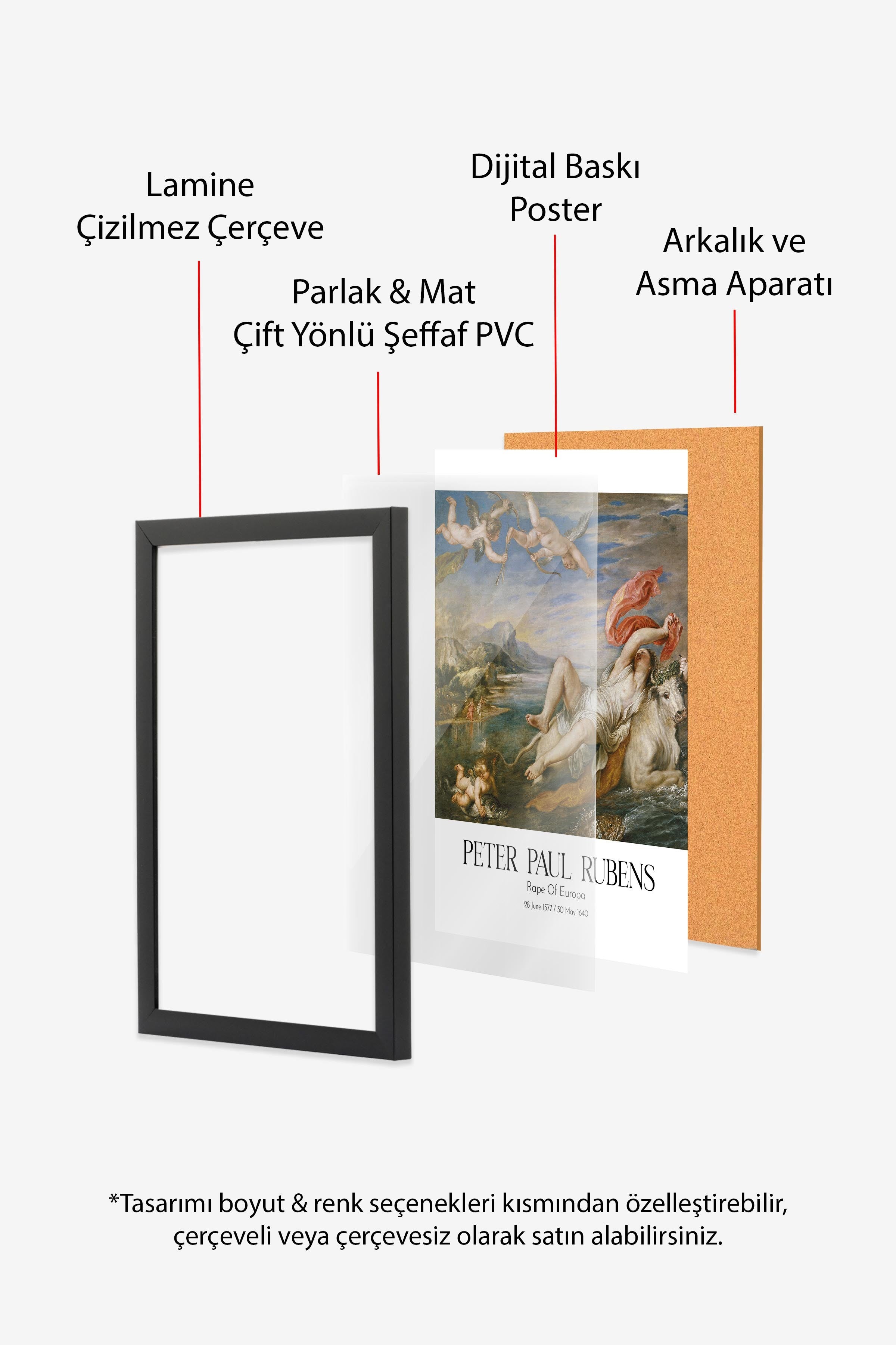 Peter Paul Rubens - Rape Of Europa, Siyah Çerçeveli Tablo, Sanat Serisi NO:112326