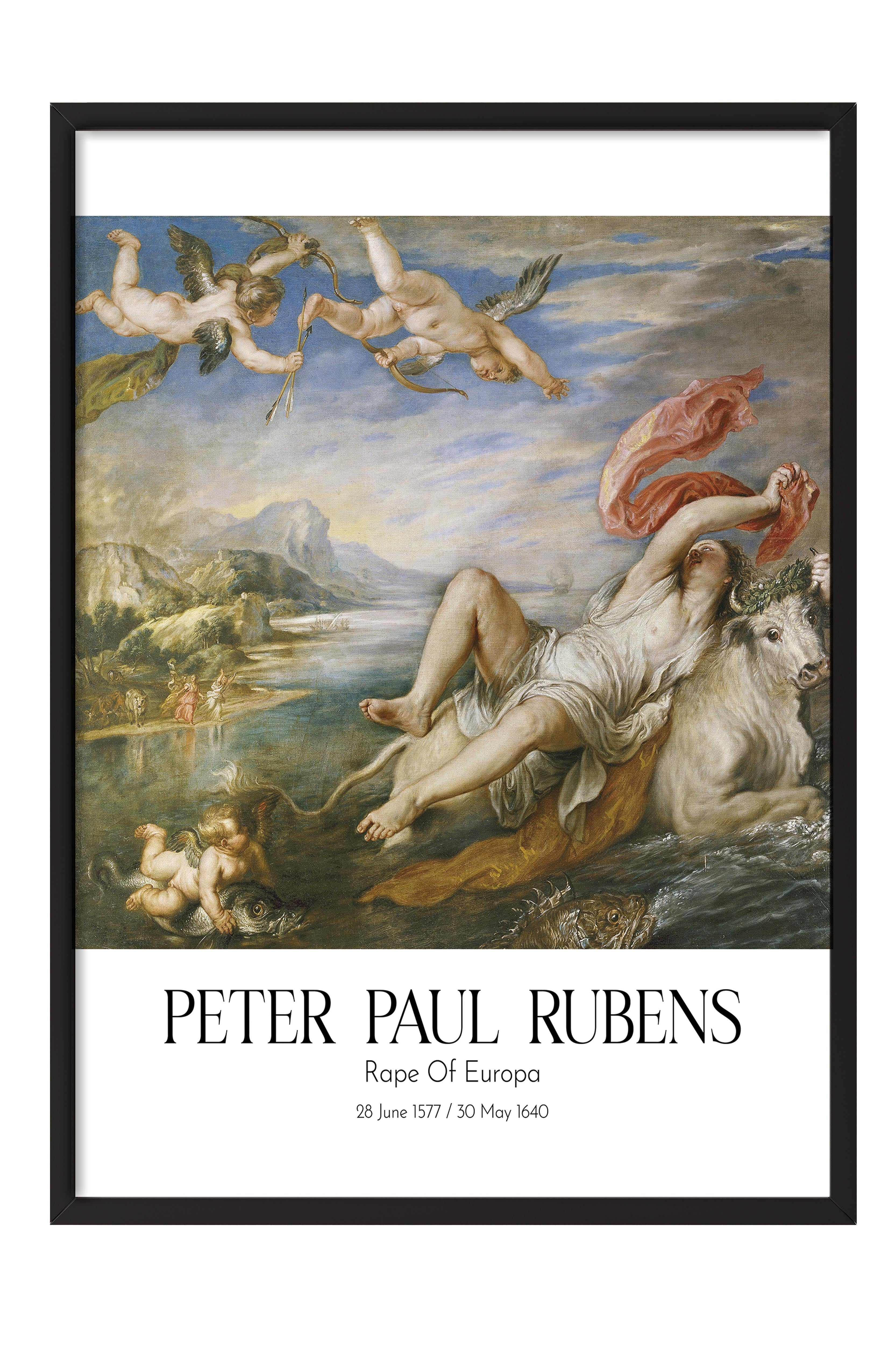 Peter Paul Rubens - Rape Of Europa, Siyah Çerçeveli Tablo, Sanat Serisi NO:112326