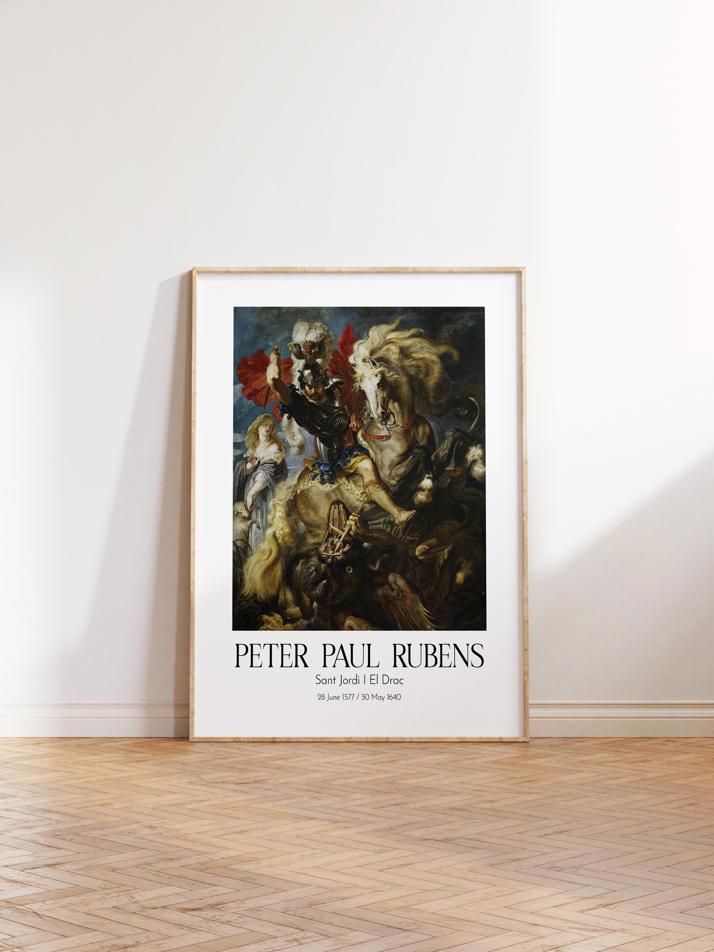 Peter Paul Rubens - Sant Jordi I El Drac, Ahşap Çerçeveli Tablo, Sanat Serisi NO:112329