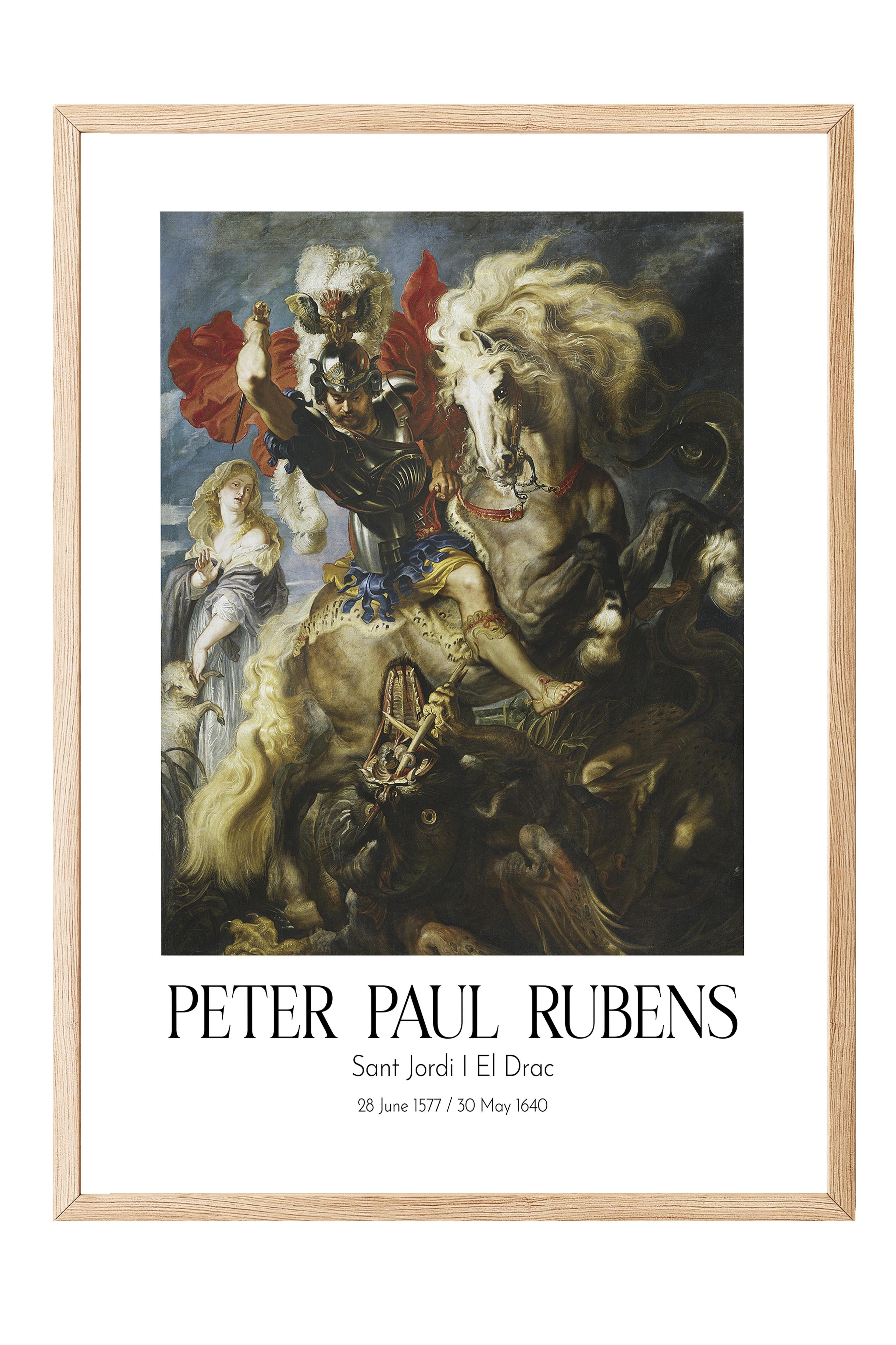 Peter Paul Rubens - Sant Jordi I El Drac, Ahşap Çerçeveli Tablo, Sanat Serisi NO:112329