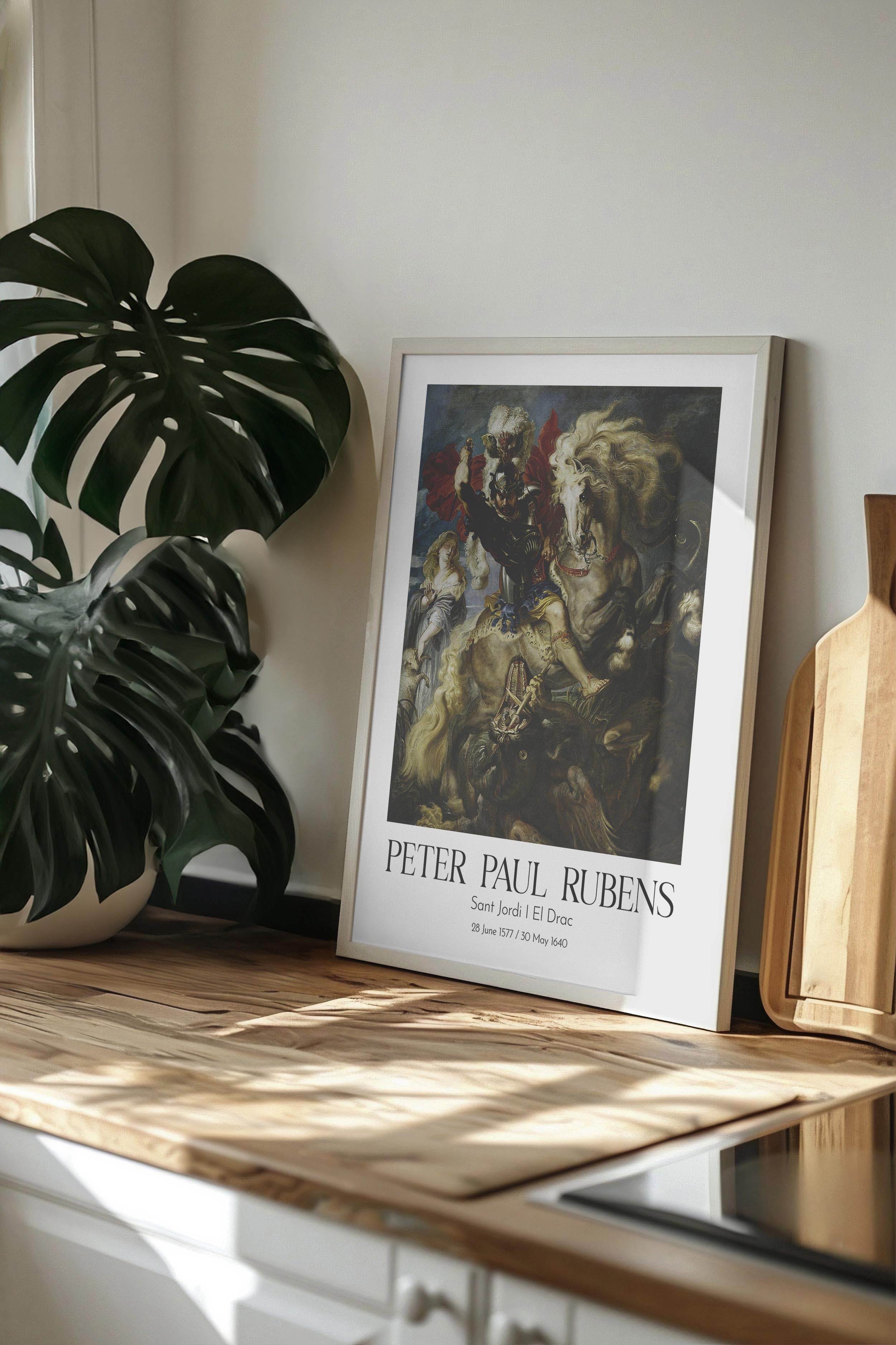Peter Paul Rubens - Sant Jordi I El Drac, Beyaz Çerçeveli Tablo, Sanat Serisi NO:112329