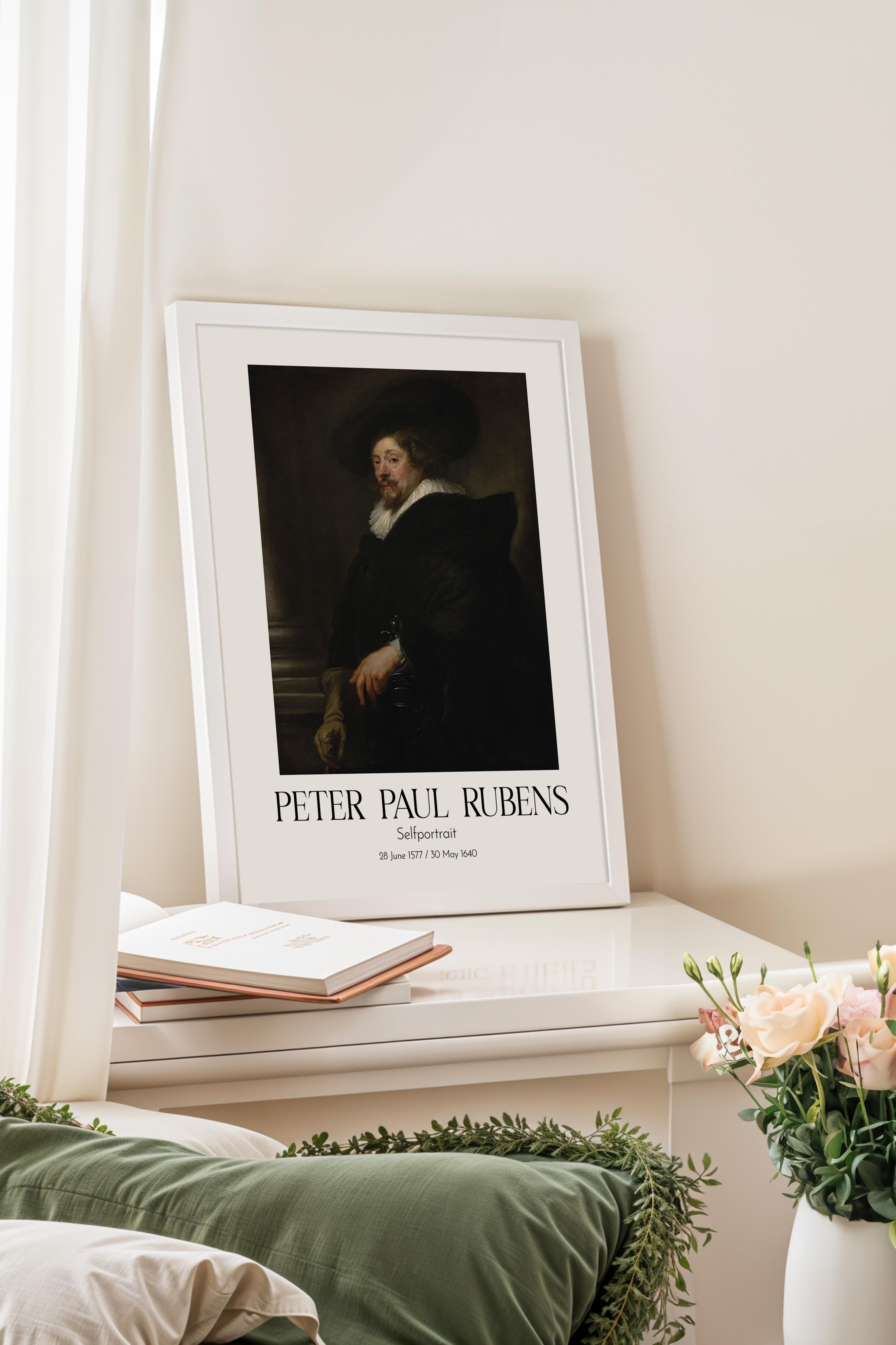 Peter Paul Rubens - Selfportrait, Beyaz Çerçeveli Tablo, Sanat Serisi NO:112331