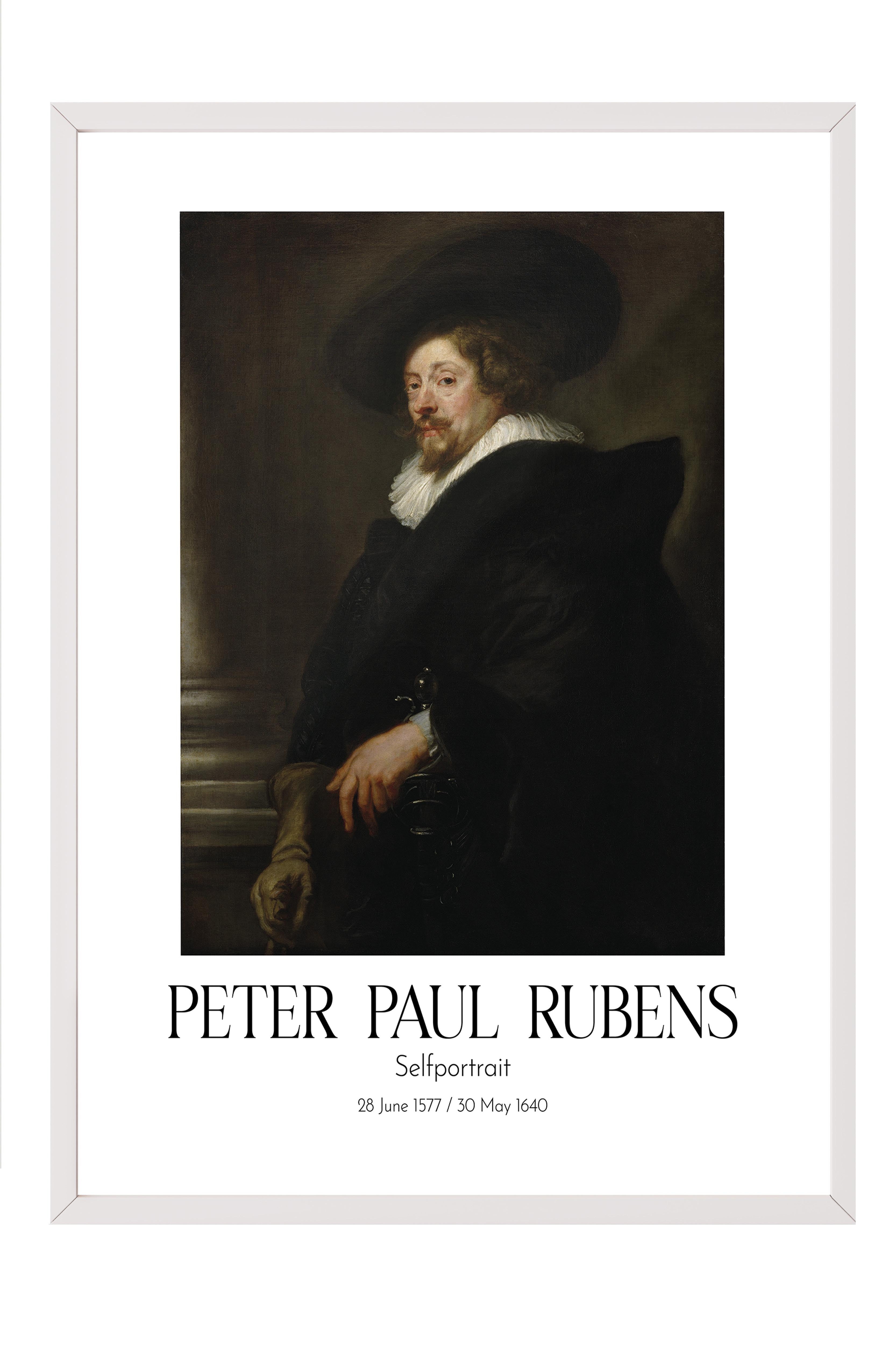 Peter Paul Rubens - Selfportrait, Beyaz Çerçeveli Tablo, Sanat Serisi NO:112331