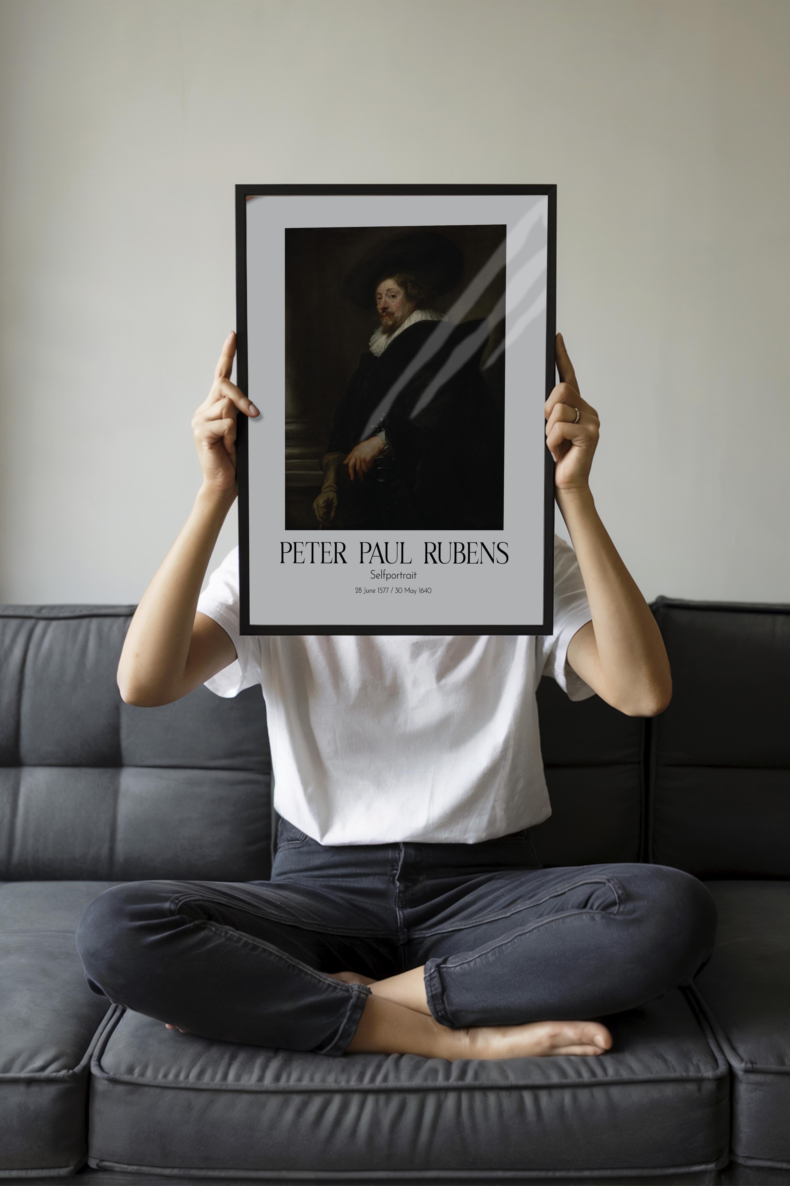 Peter Paul Rubens - Selfportrait, Siyah Çerçeveli Tablo, Sanat Serisi NO:112331