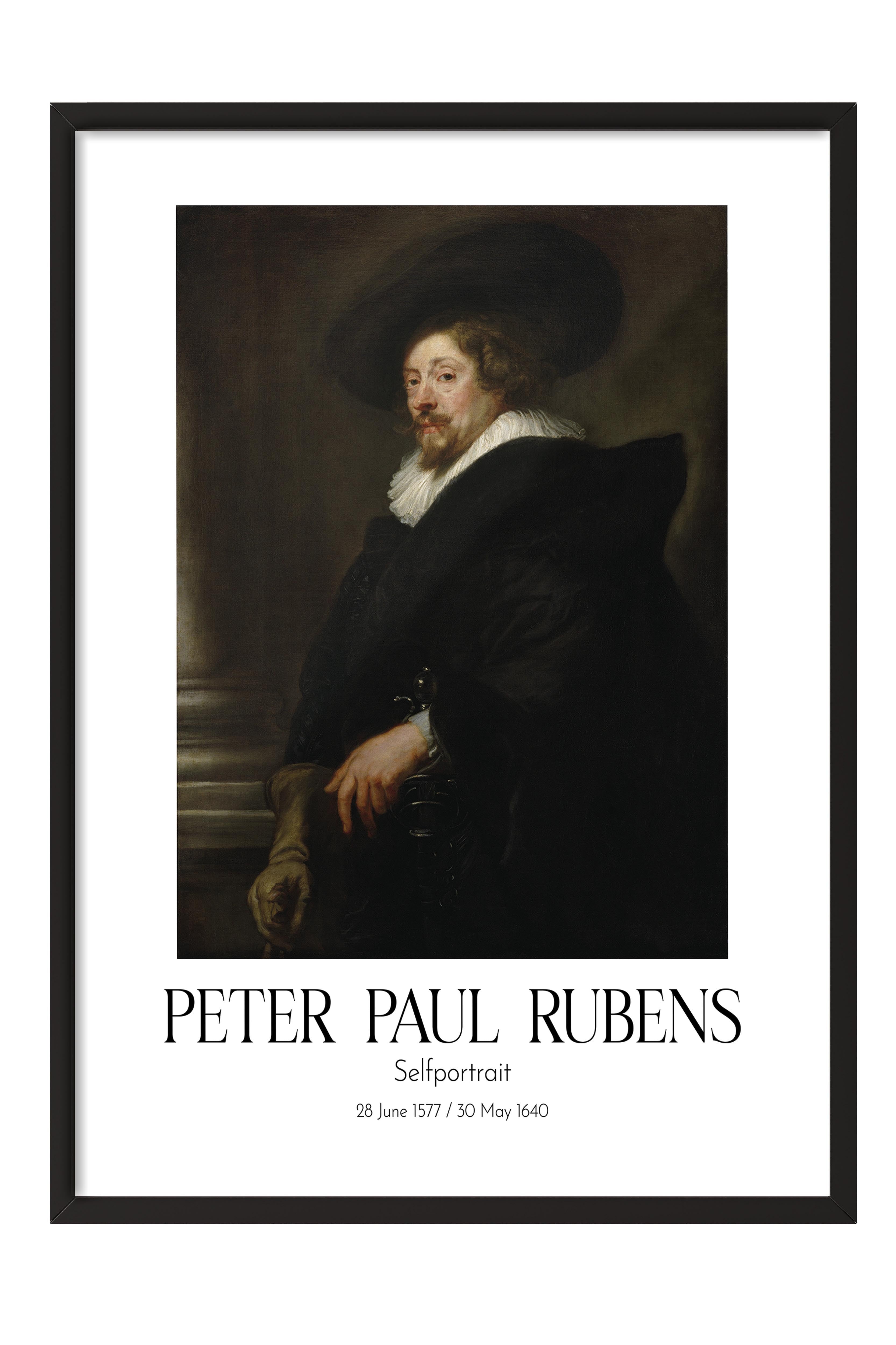 Peter Paul Rubens - Selfportrait, Siyah Çerçeveli Tablo, Sanat Serisi NO:112331