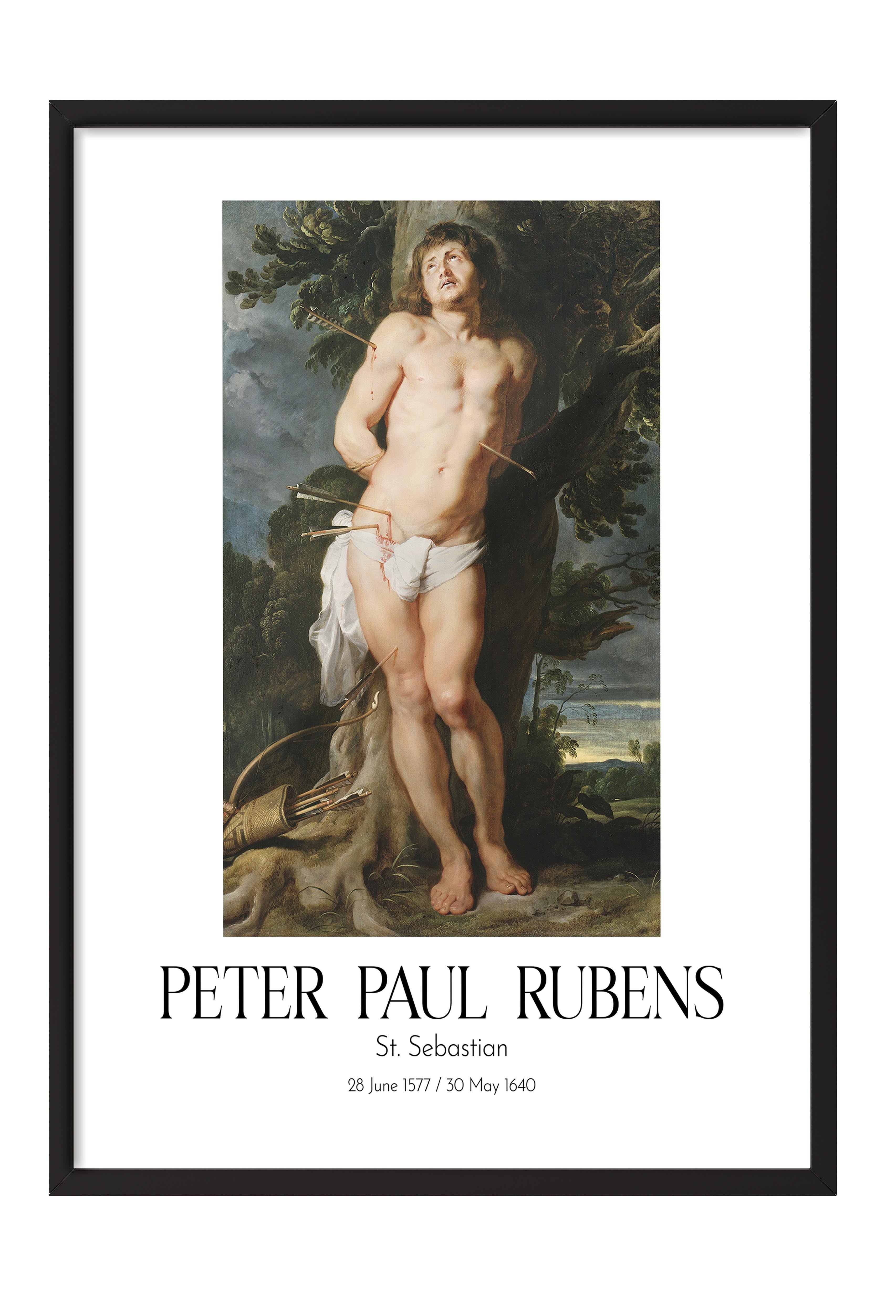 Peter Paul Rubens - St. Sebastian, Siyah Çerçeveli Tablo, Sanat Serisi NO:112332