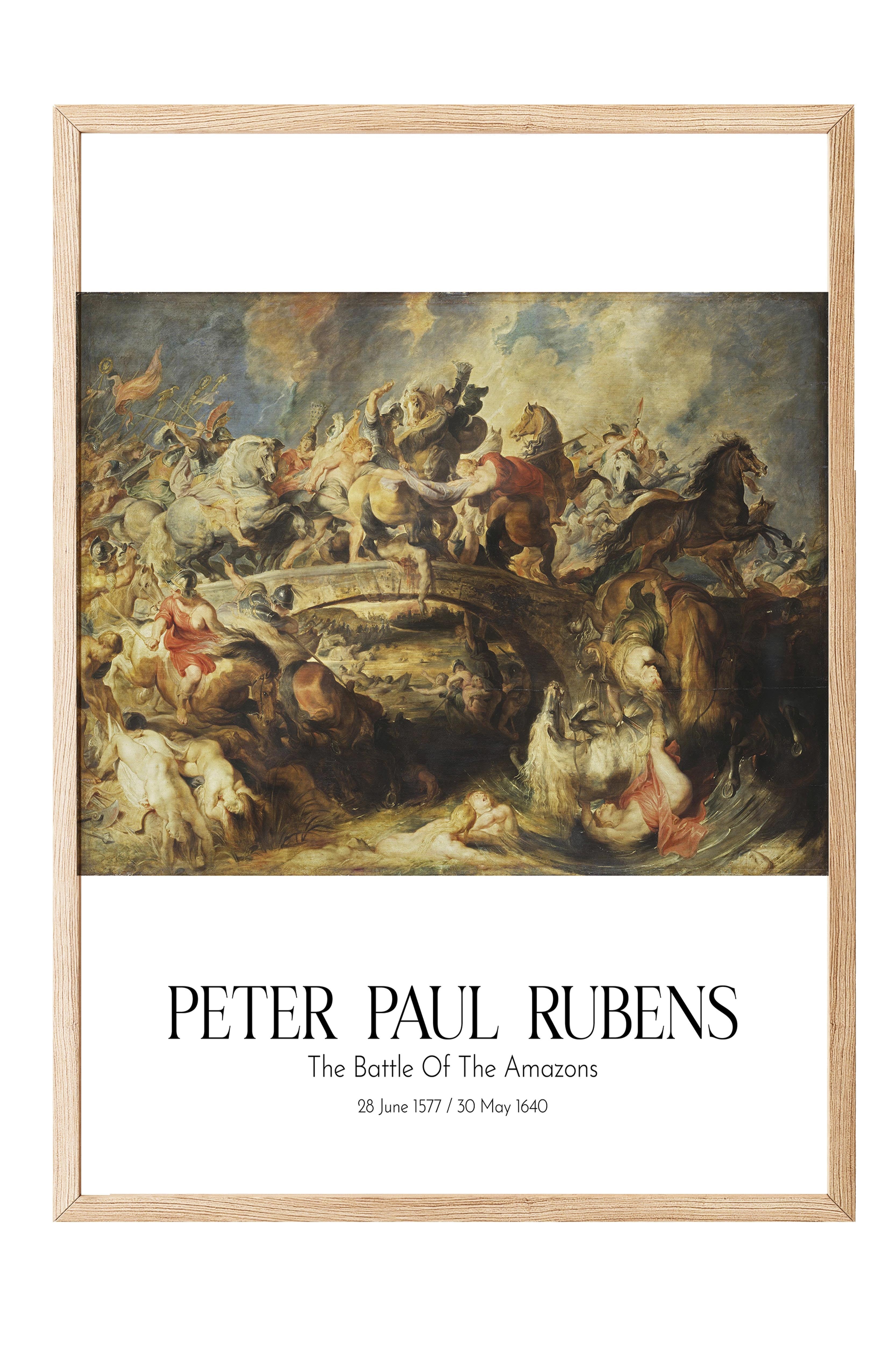 Peter Paul Rubens - The Battle Of The Amazons, Ahşap Çerçeveli Tablo, Sanat Serisi NO:112333