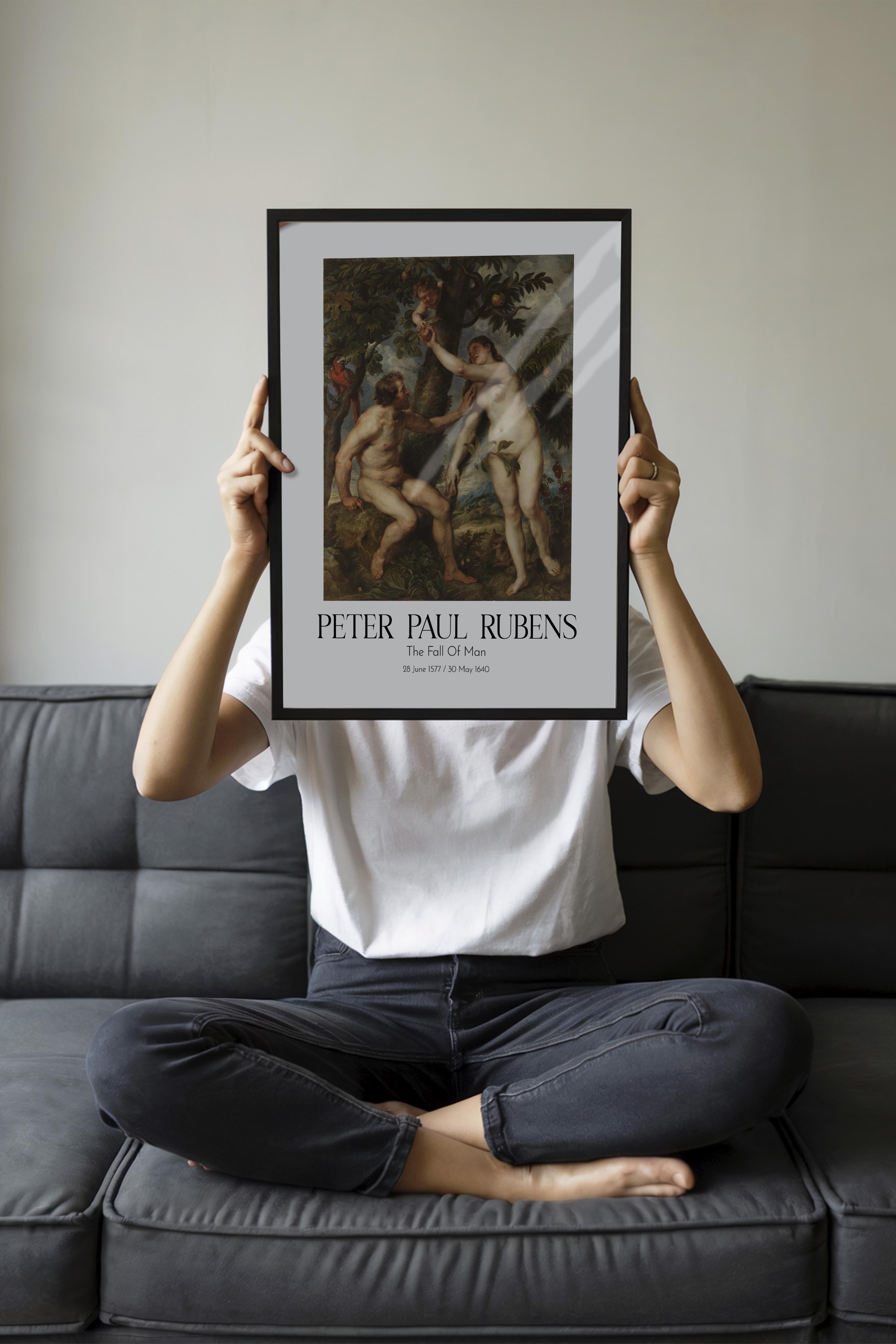 Peter Paul Rubens - The Fall Of Man, Siyah Çerçeveli Tablo, Sanat Serisi NO:112334