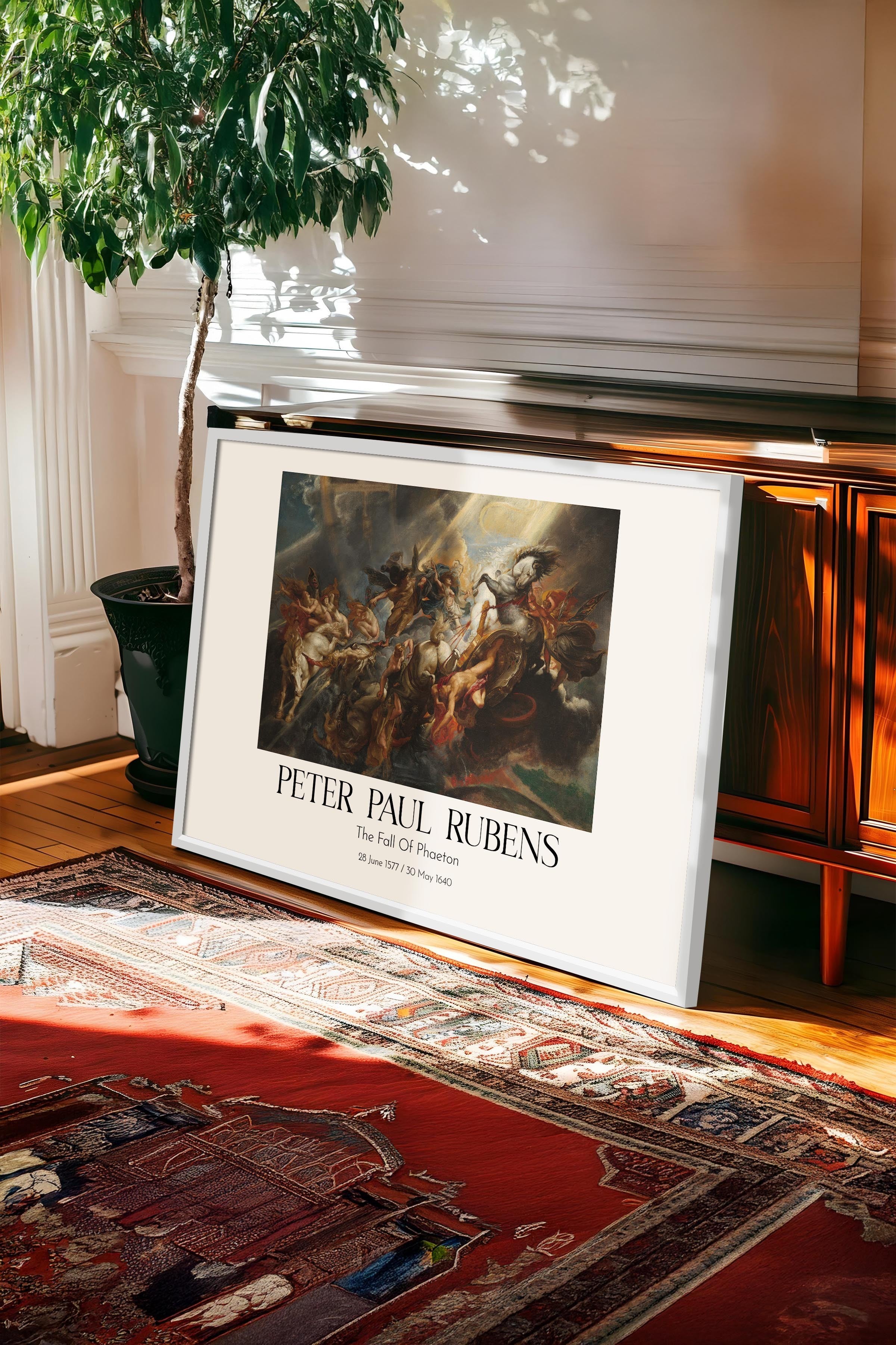 Peter Paul Rubens - The Fall Of Phaeton, Beyaz Çerçeveli Tablo, Sanat Serisi NO:112349