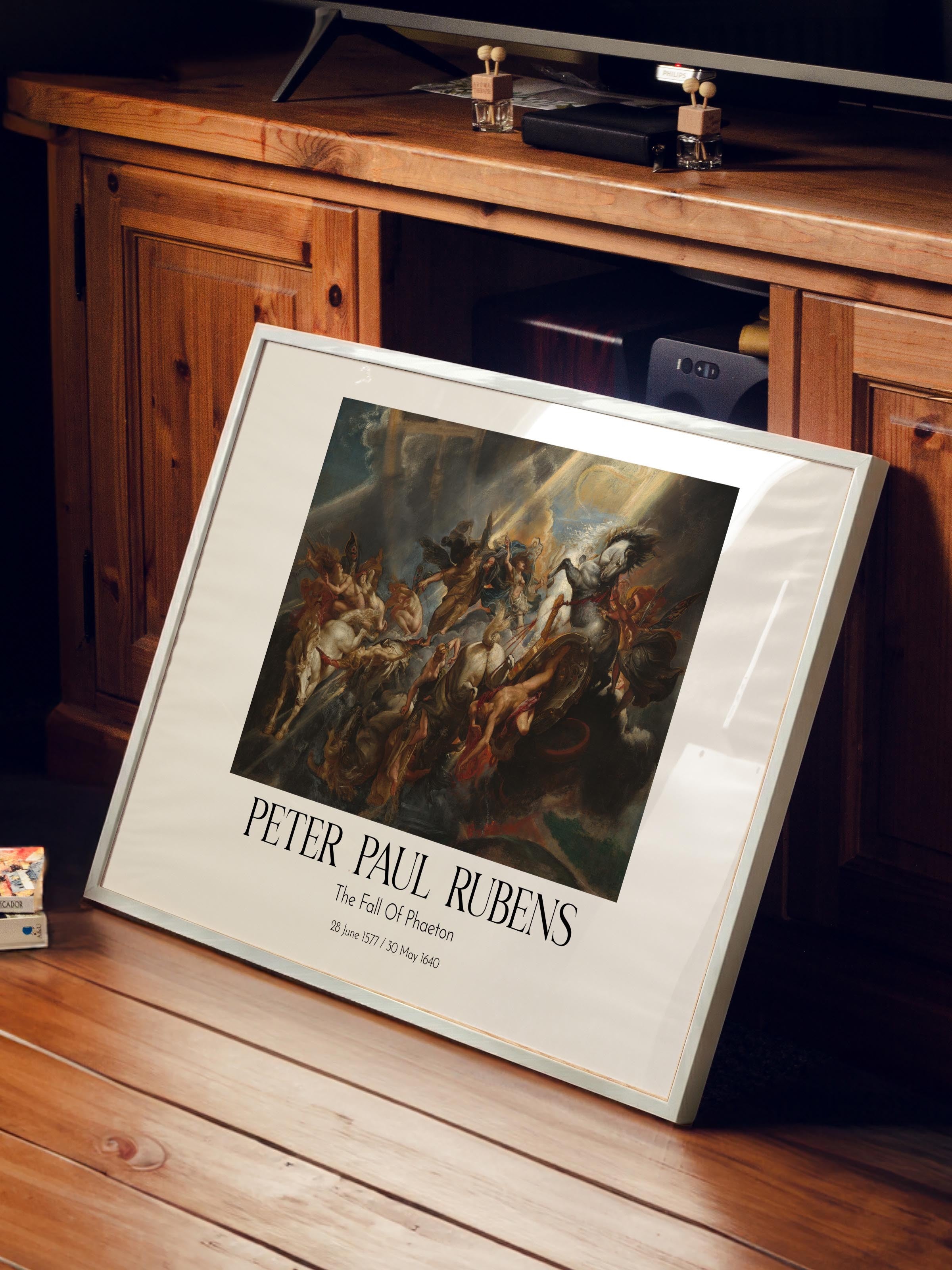 Peter Paul Rubens - The Fall Of Phaeton, Beyaz Çerçeveli Tablo, Sanat Serisi NO:112349