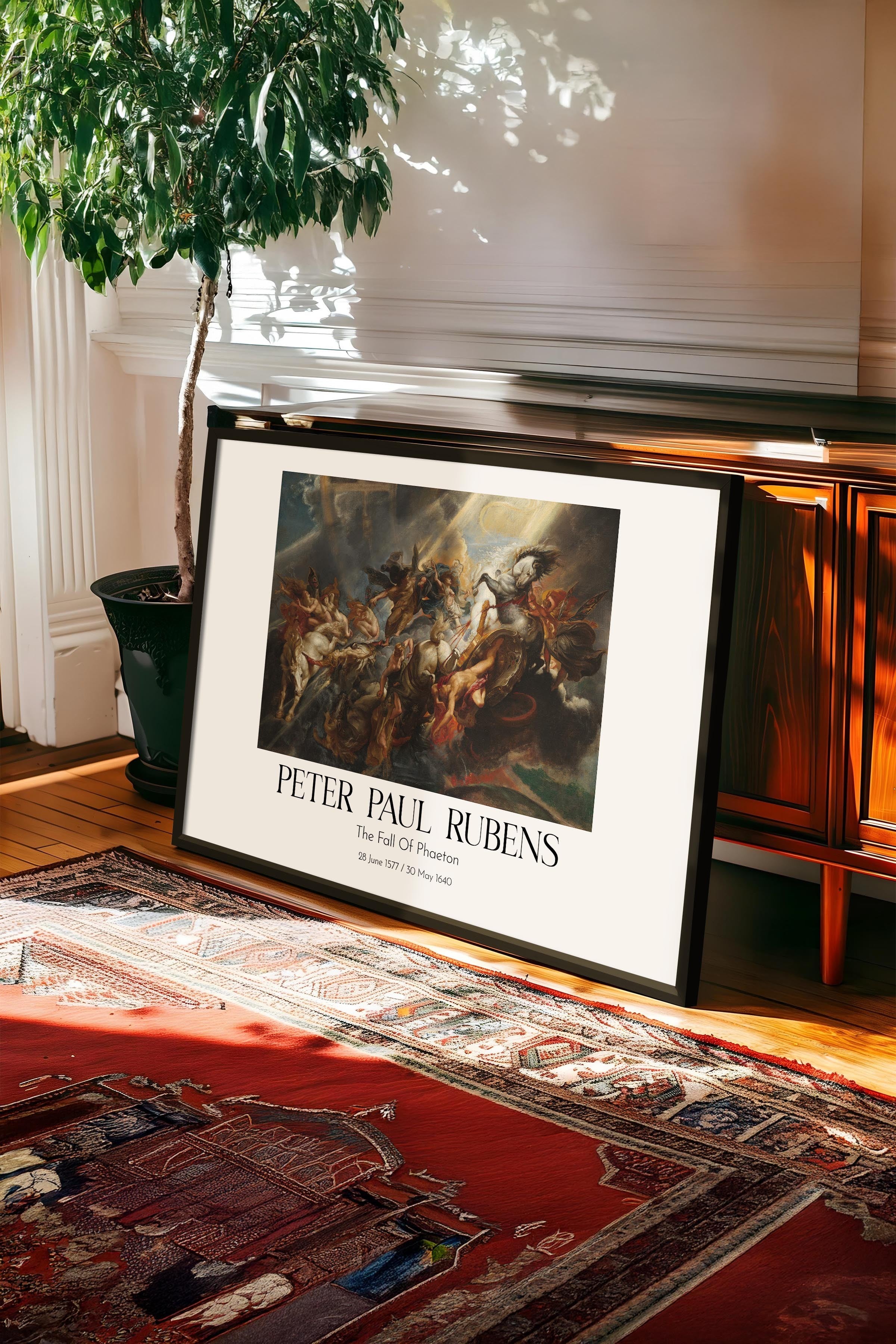 Peter Paul Rubens - The Fall Of Phaeton, Siyah Çerçeveli Tablo, Sanat Serisi NO:112349