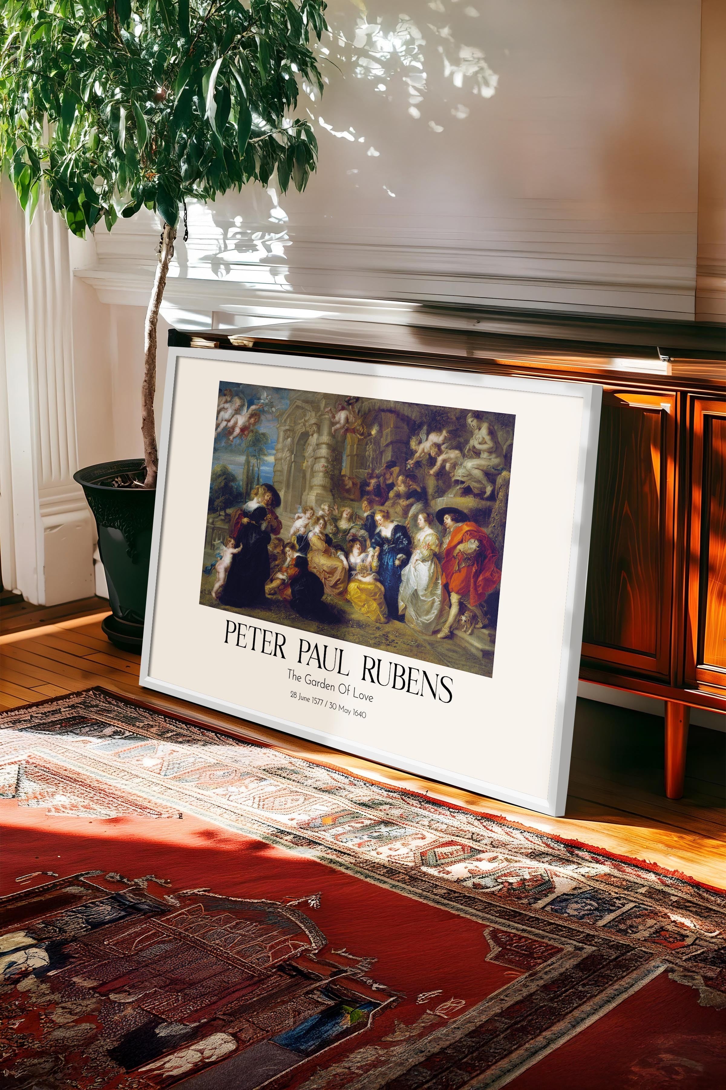 Peter Paul Rubens - The Garden Of Love, Beyaz Çerçeveli Tablo, Sanat Serisi NO:112351