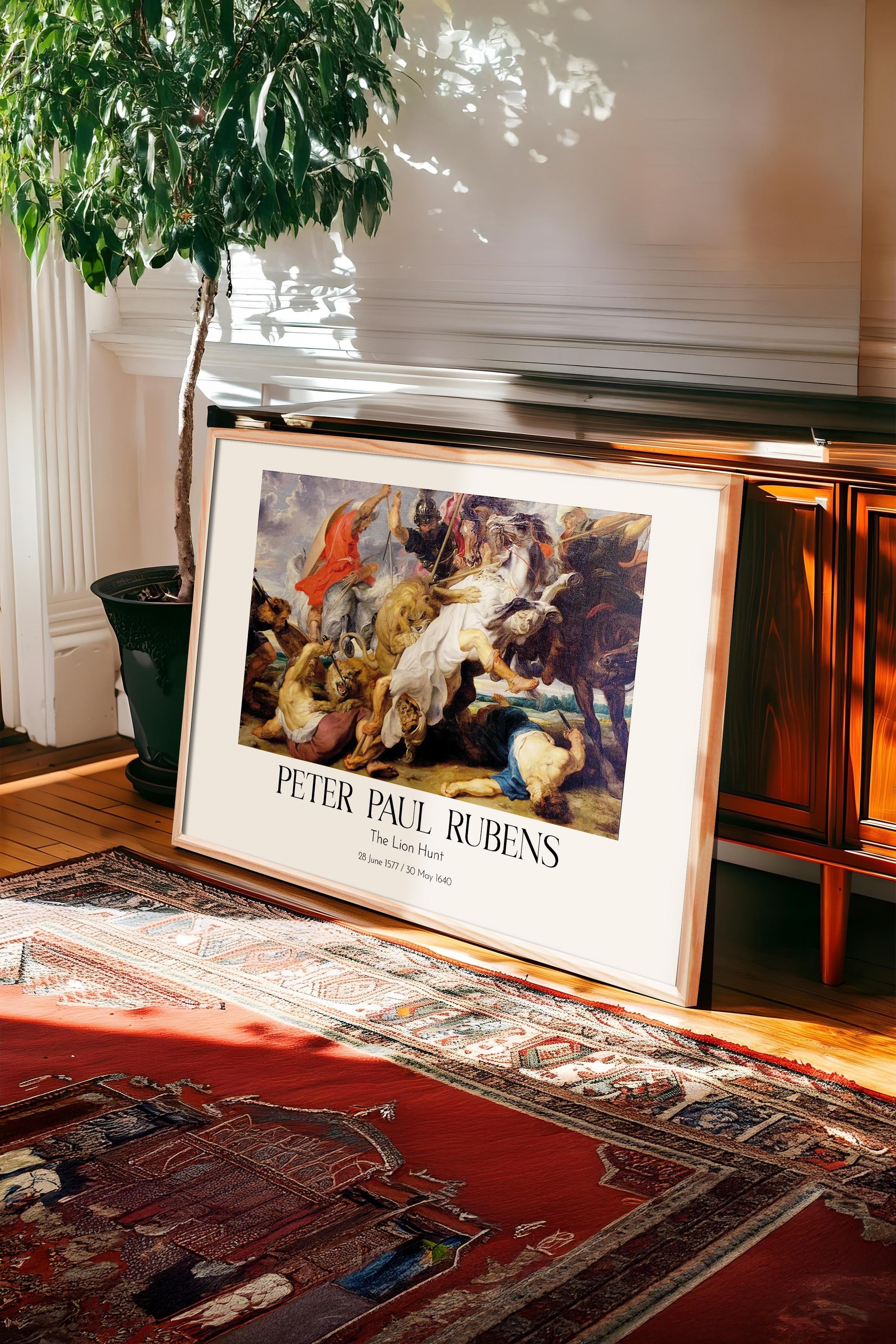 Peter Paul Rubens - The Lion Hunt, Ahşap Çerçeveli Tablo, Sanat Serisi NO:112352