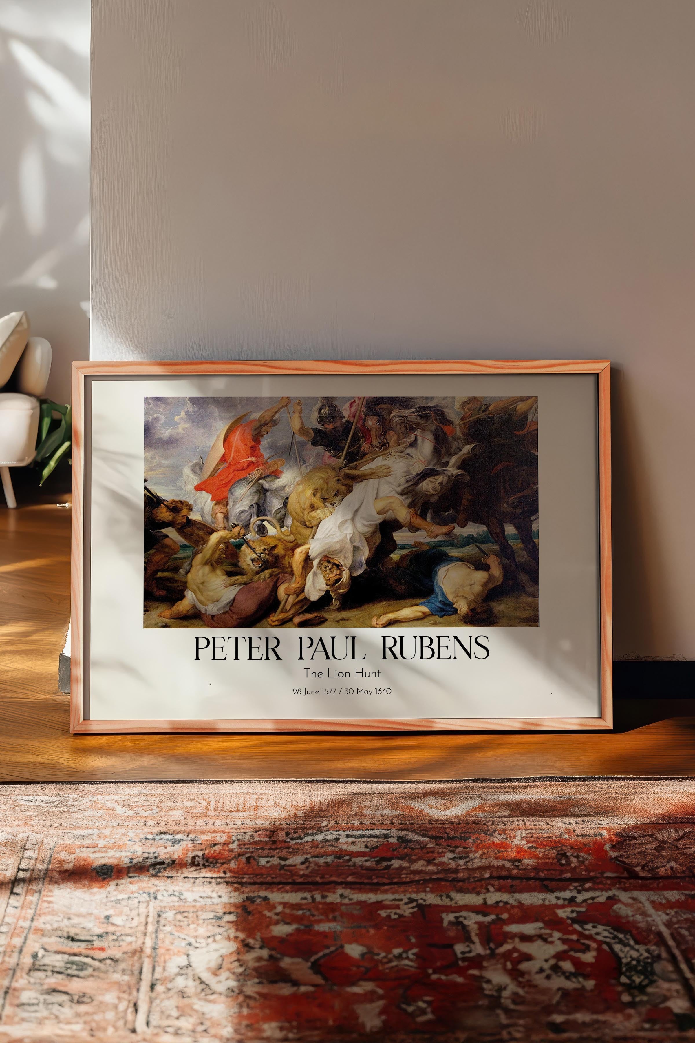 Peter Paul Rubens - The Lion Hunt, Ahşap Çerçeveli Tablo, Sanat Serisi NO:112352