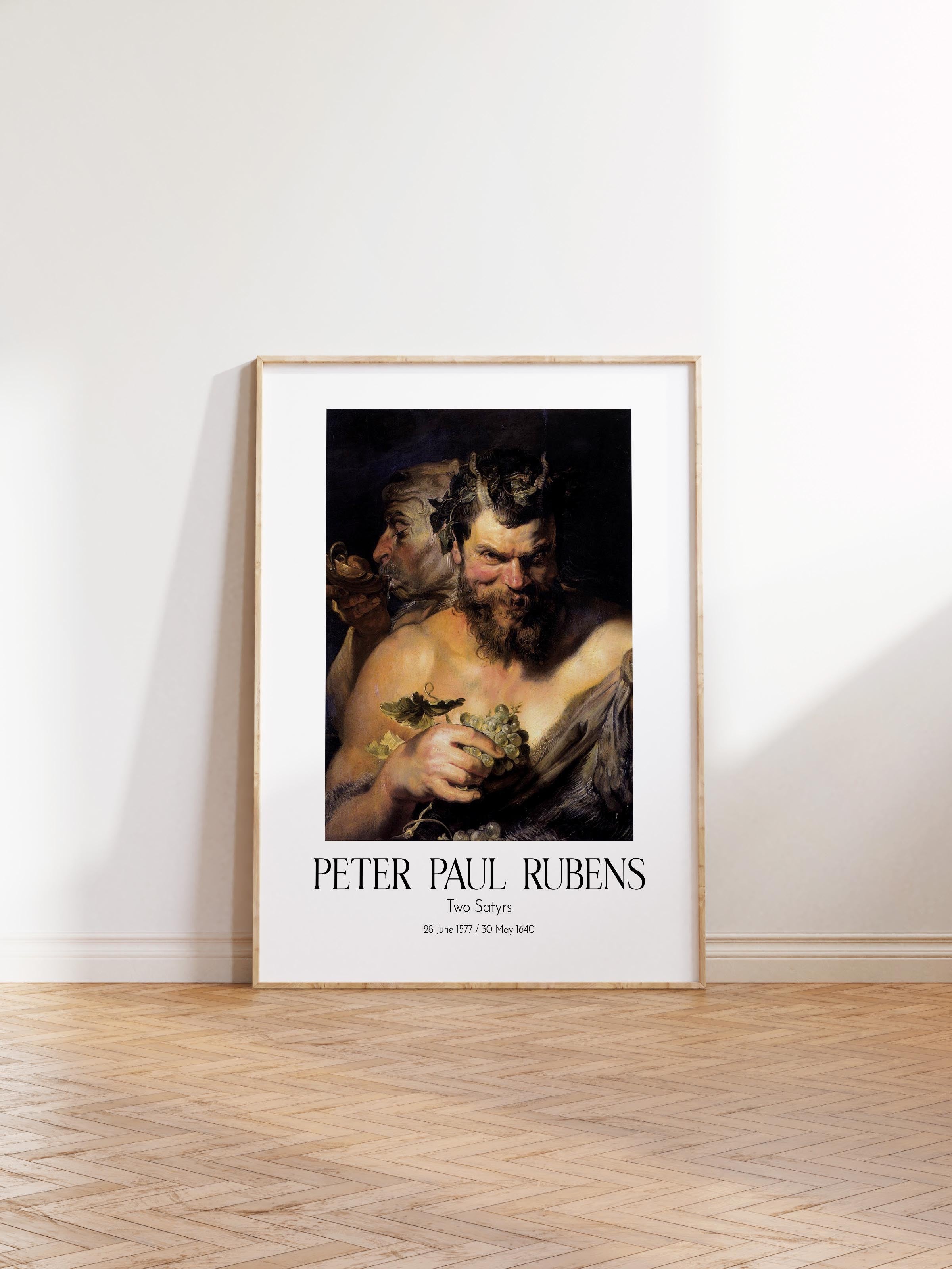 Peter Paul Rubens - Two Satyrs, Ahşap Çerçeveli Tablo, Sanat Serisi NO:112339