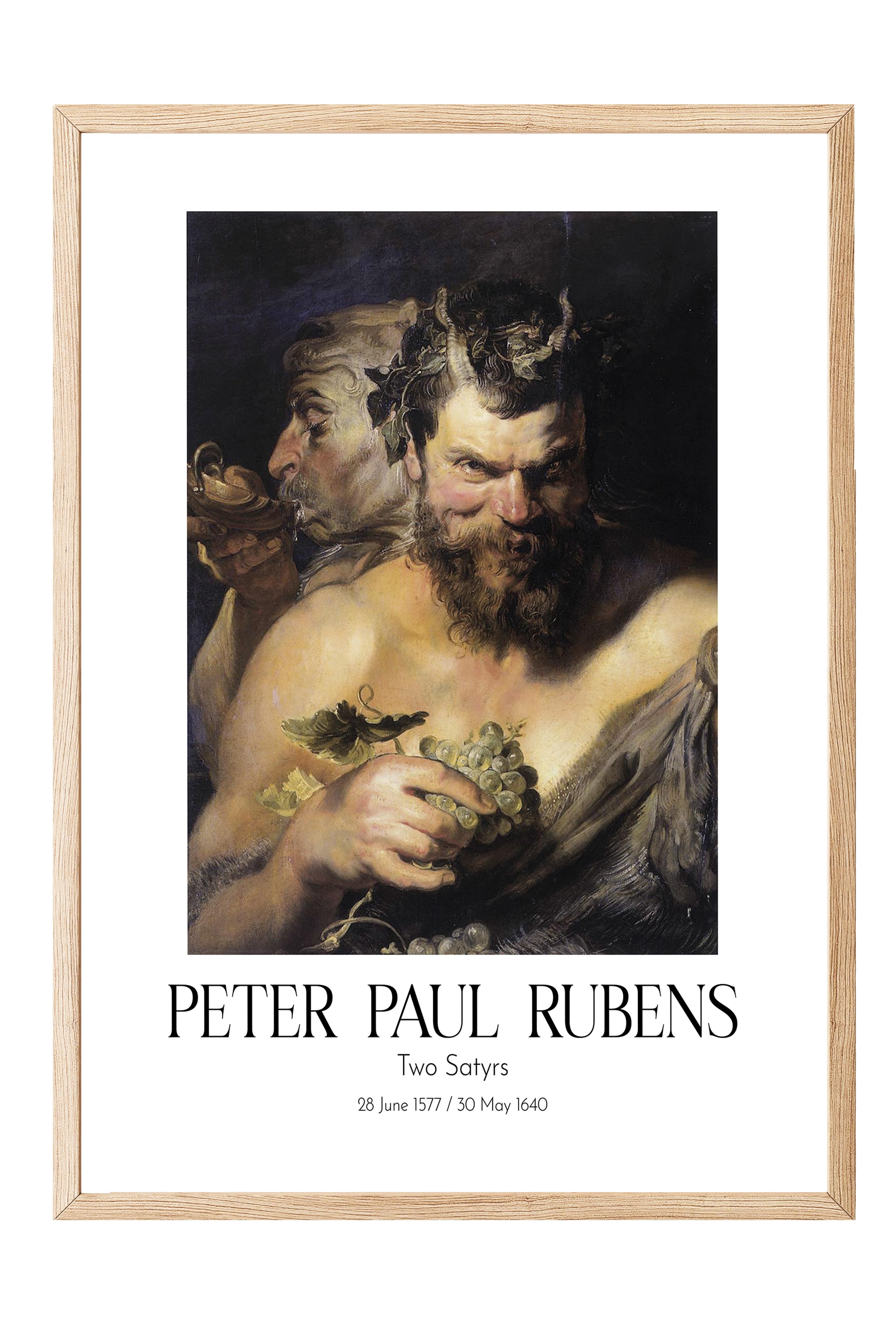 Peter Paul Rubens - Two Satyrs, Ahşap Çerçeveli Tablo, Sanat Serisi NO:112339