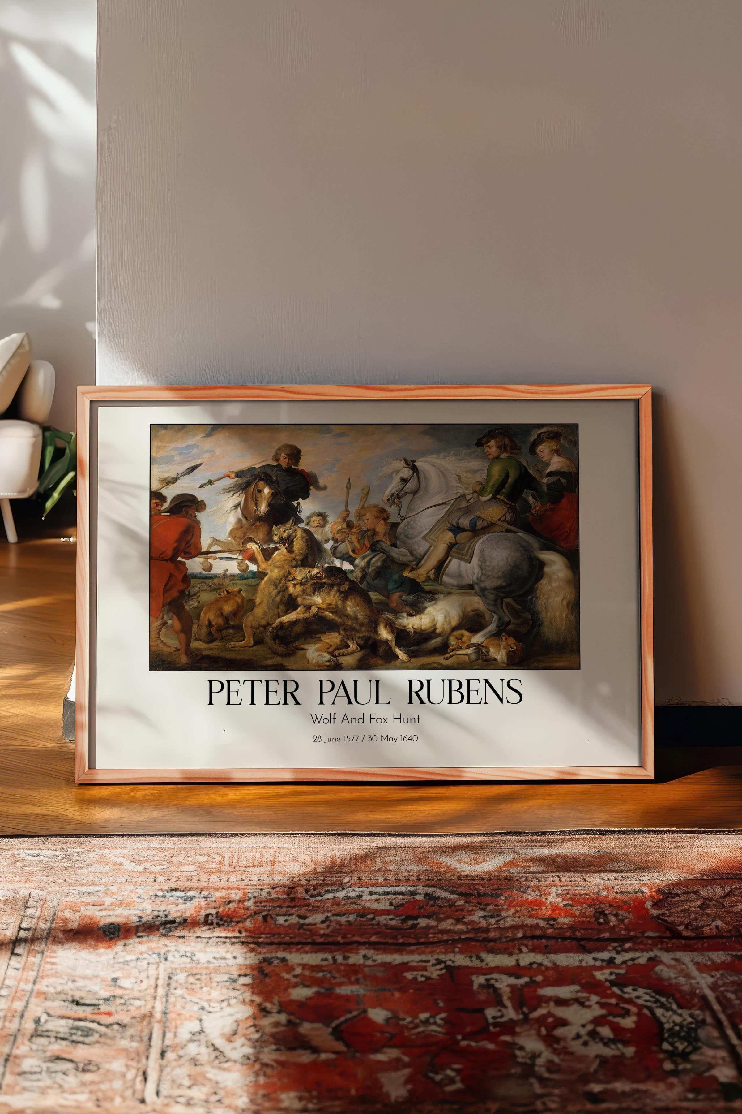 Peter Paul Rubens - Wolf And Fox Hunt, Ahşap Çerçeveli Tablo, Sanat Serisi NO:112355