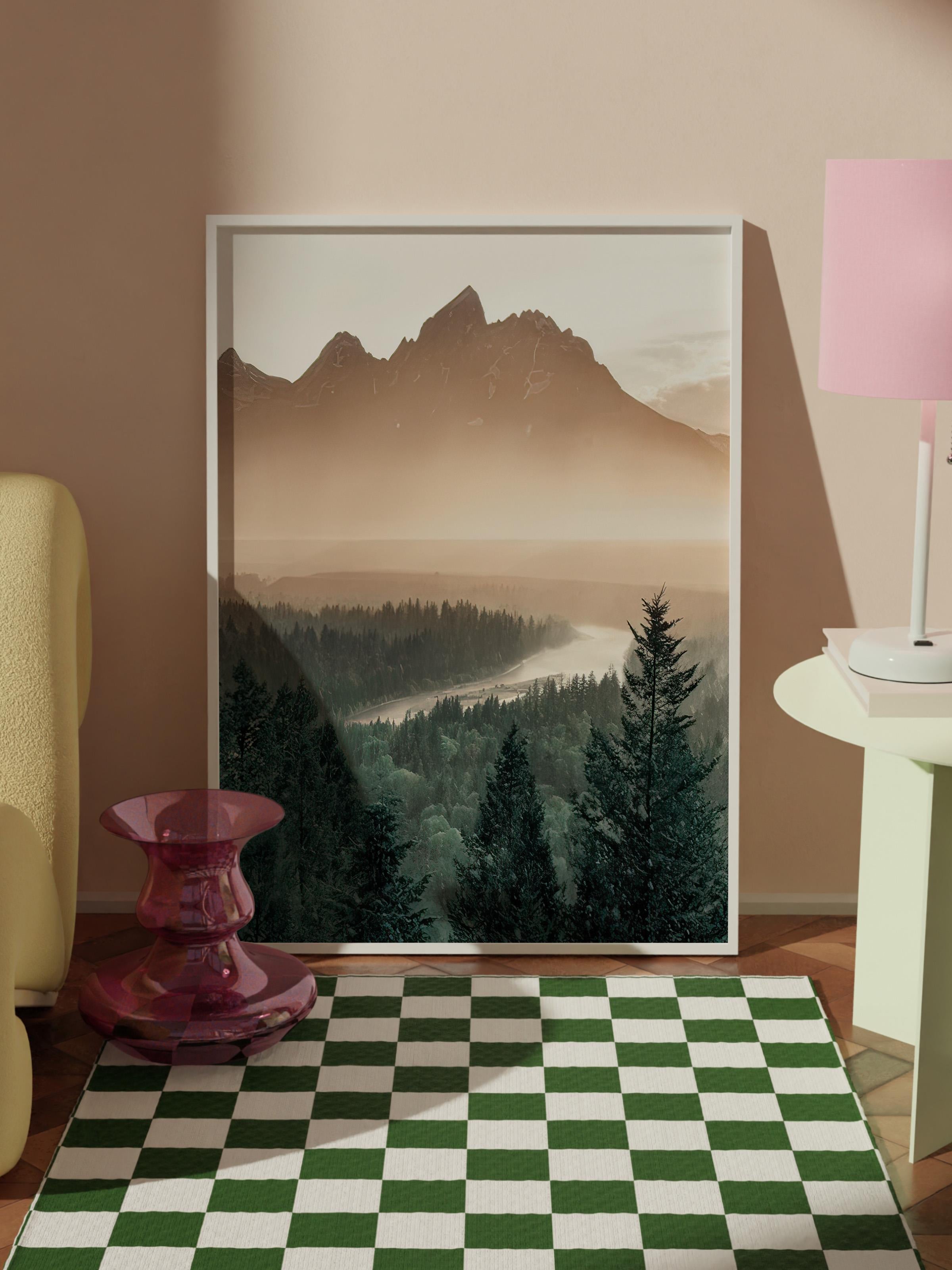 Pine Tree Valley Çerçeveli Tablo, Beyaz Çerçeve ve Poster, Duvar Tablosu Comfort Serisi NO:108407