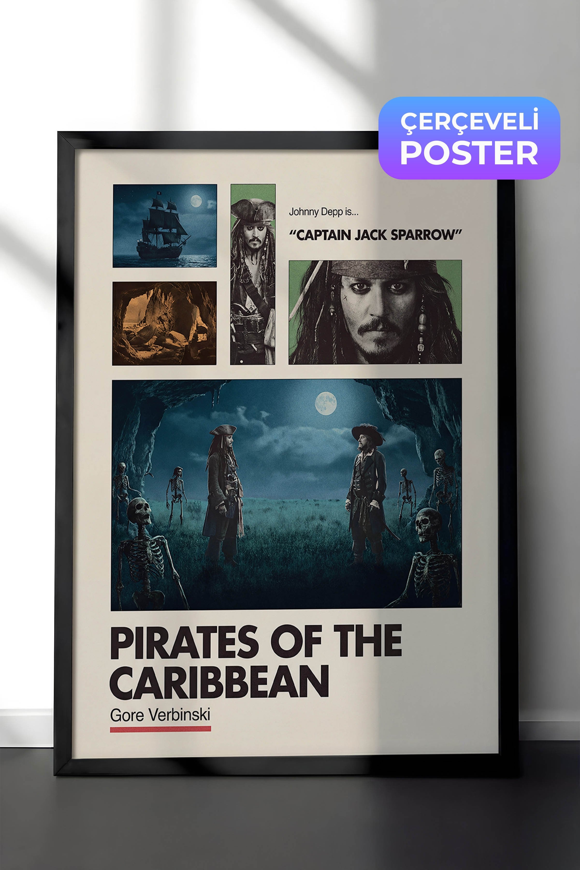 Pirates of the Caribbean Siyah Çerçeveli Poster, Sinema ve Dizi Tablo, Film Dizi Afişleri NO:112943