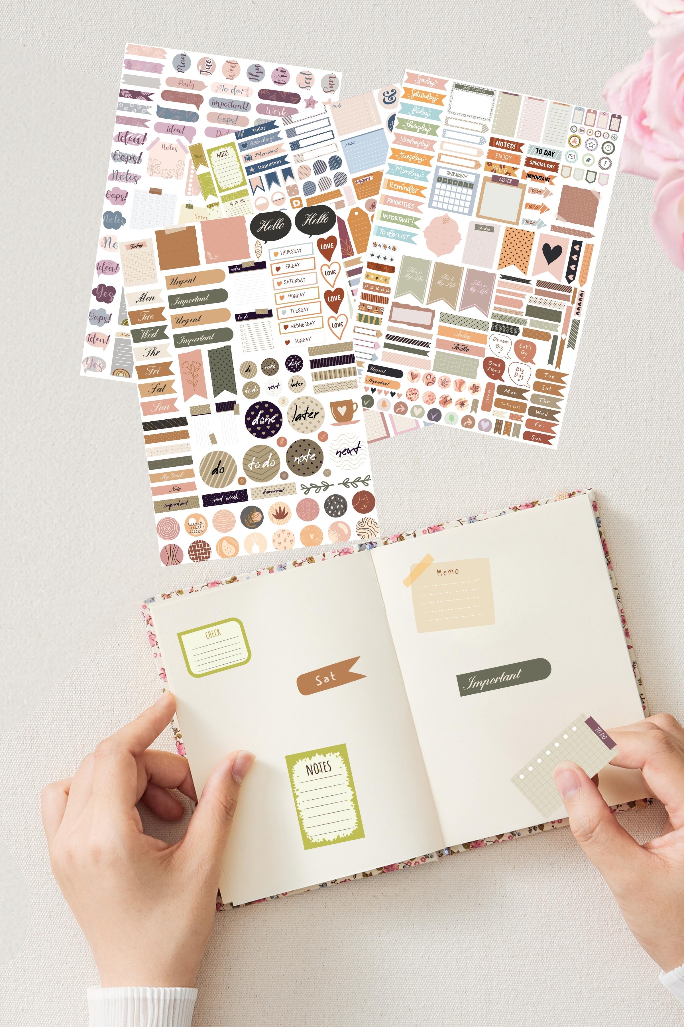 Planner Etiket Seti, 450 Adet Pastel Etiket, Ajanda Sticker Defteri, Bullet Journal, Günlük, Laptop