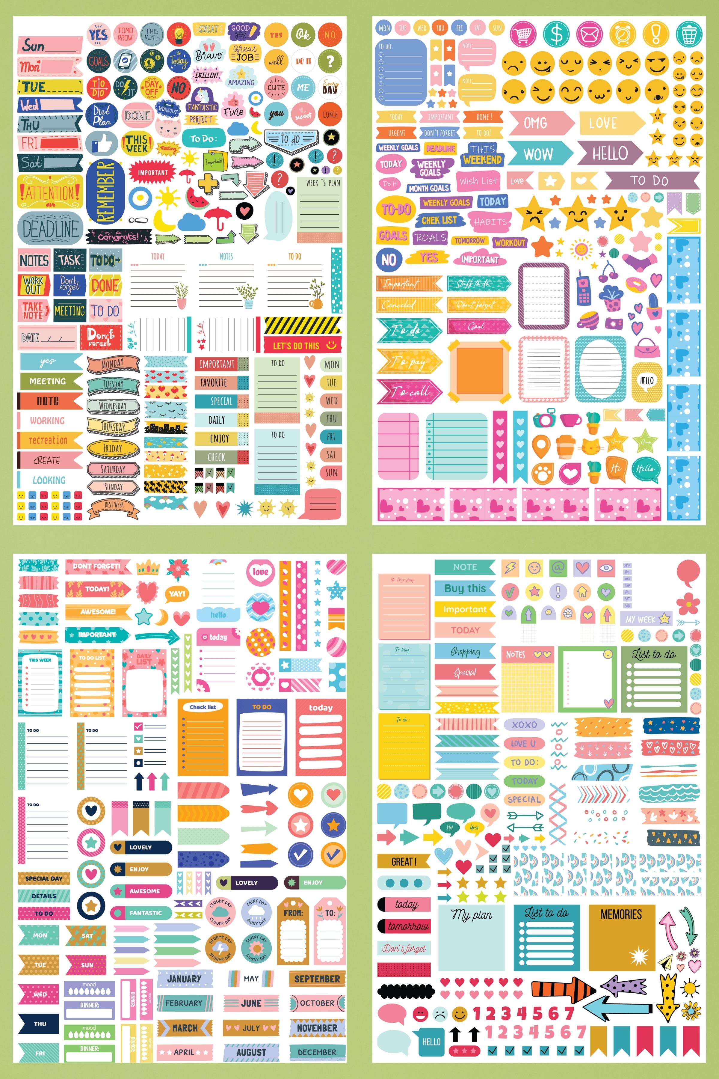 Planner Etiket Seti, 650 Adet Renkli Etiket, Ajanda Sticker Defteri, Bullet Journal, Günlük, Laptop