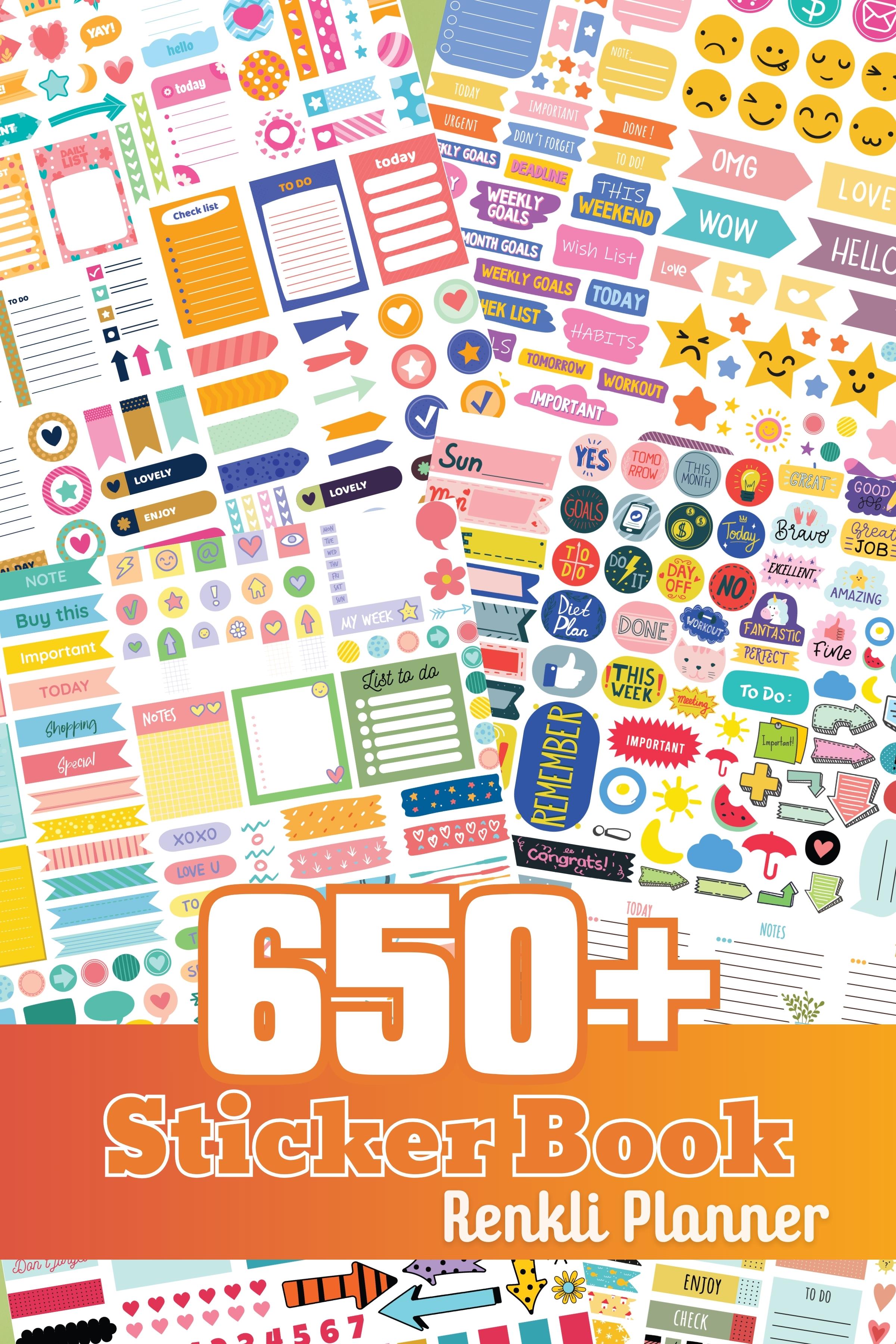 Planner Etiket Seti, 650 Adet Renkli Etiket, Ajanda Sticker Defteri, Bullet Journal, Günlük, Laptop