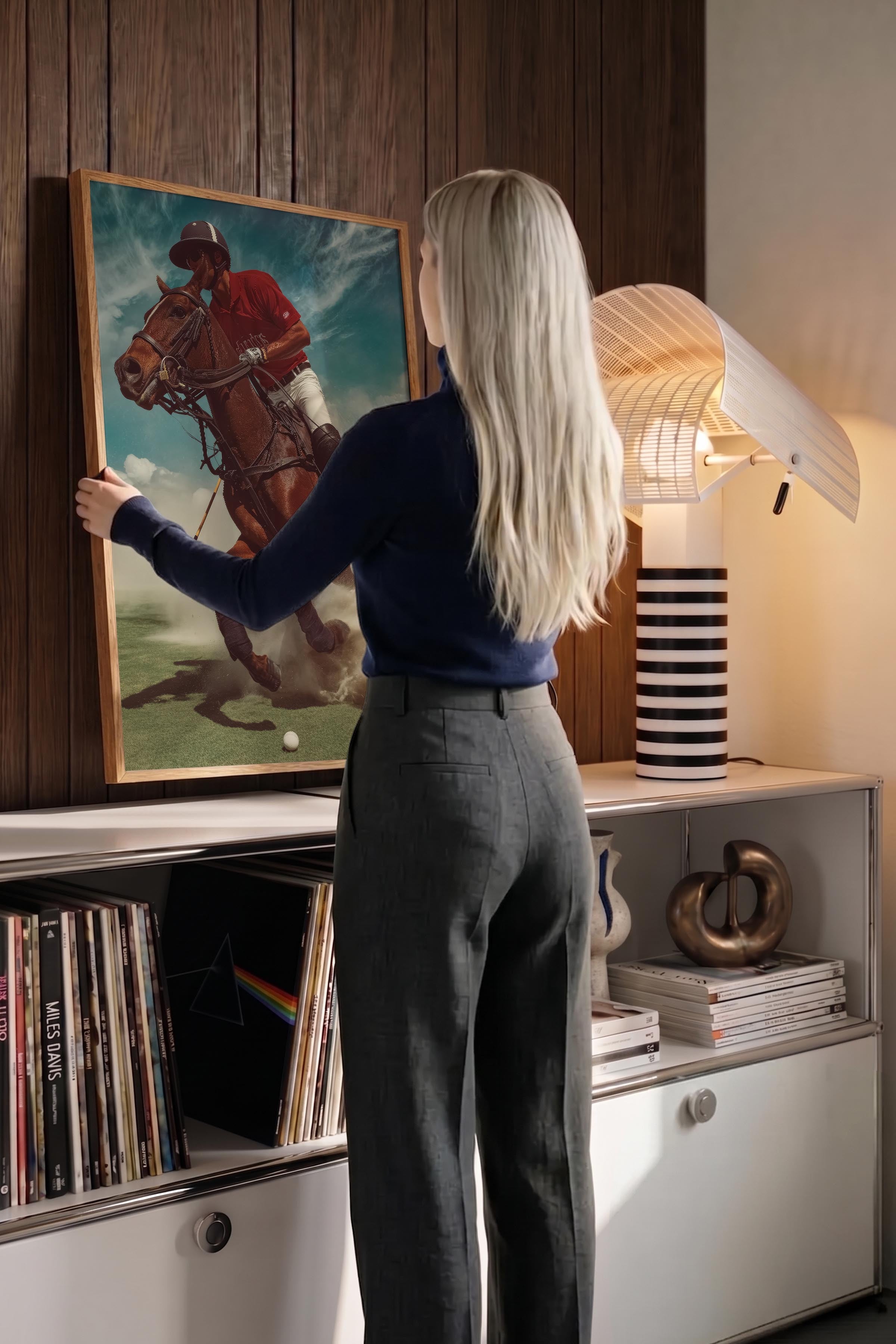 Polo Oyuncusu Posteri, Ahşap Çerçeveli Poster, Old Money Serisi, NO:113214