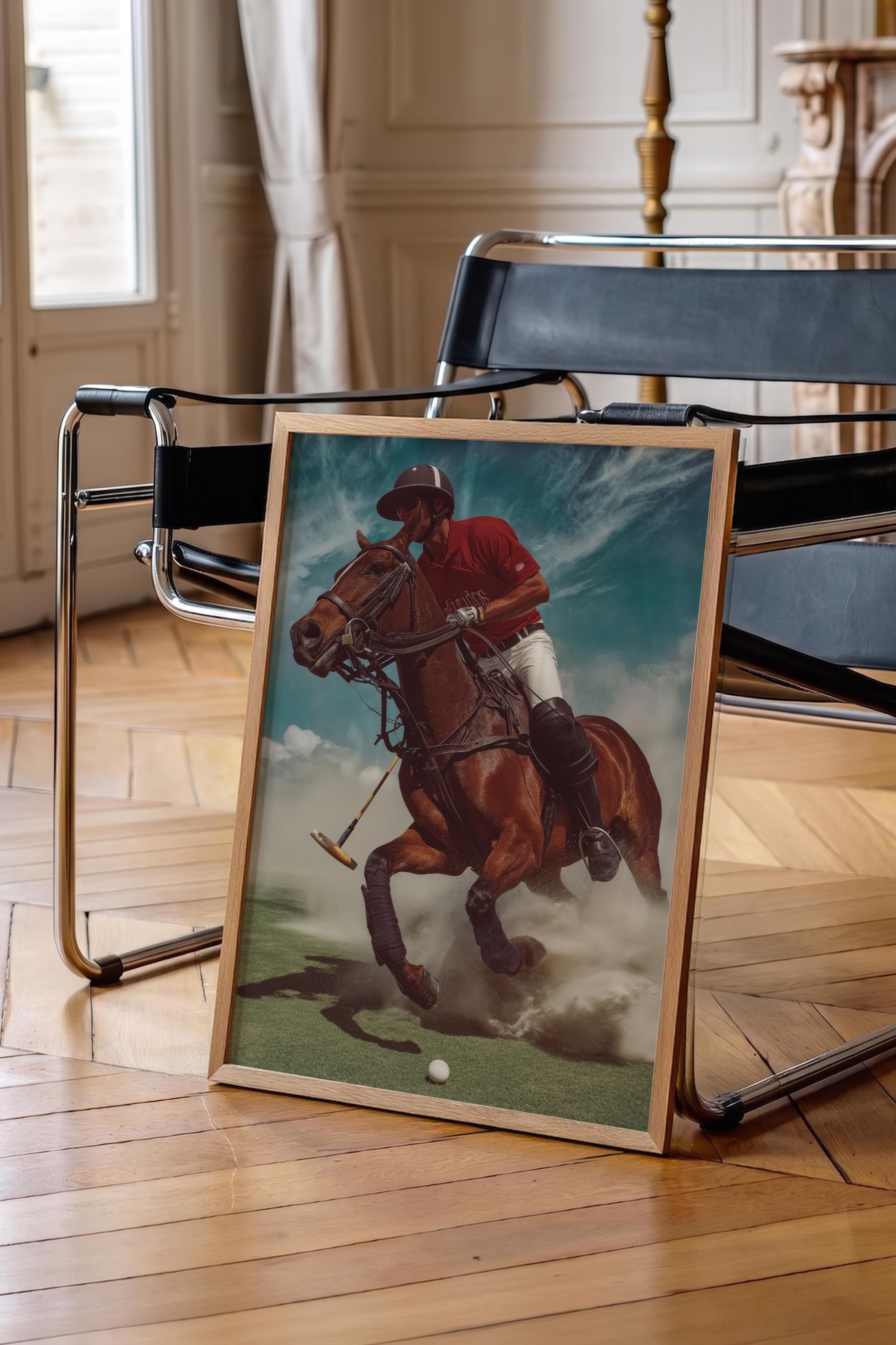 Polo Oyuncusu Posteri, Ahşap Çerçeveli Poster, Old Money Serisi, NO:113214
