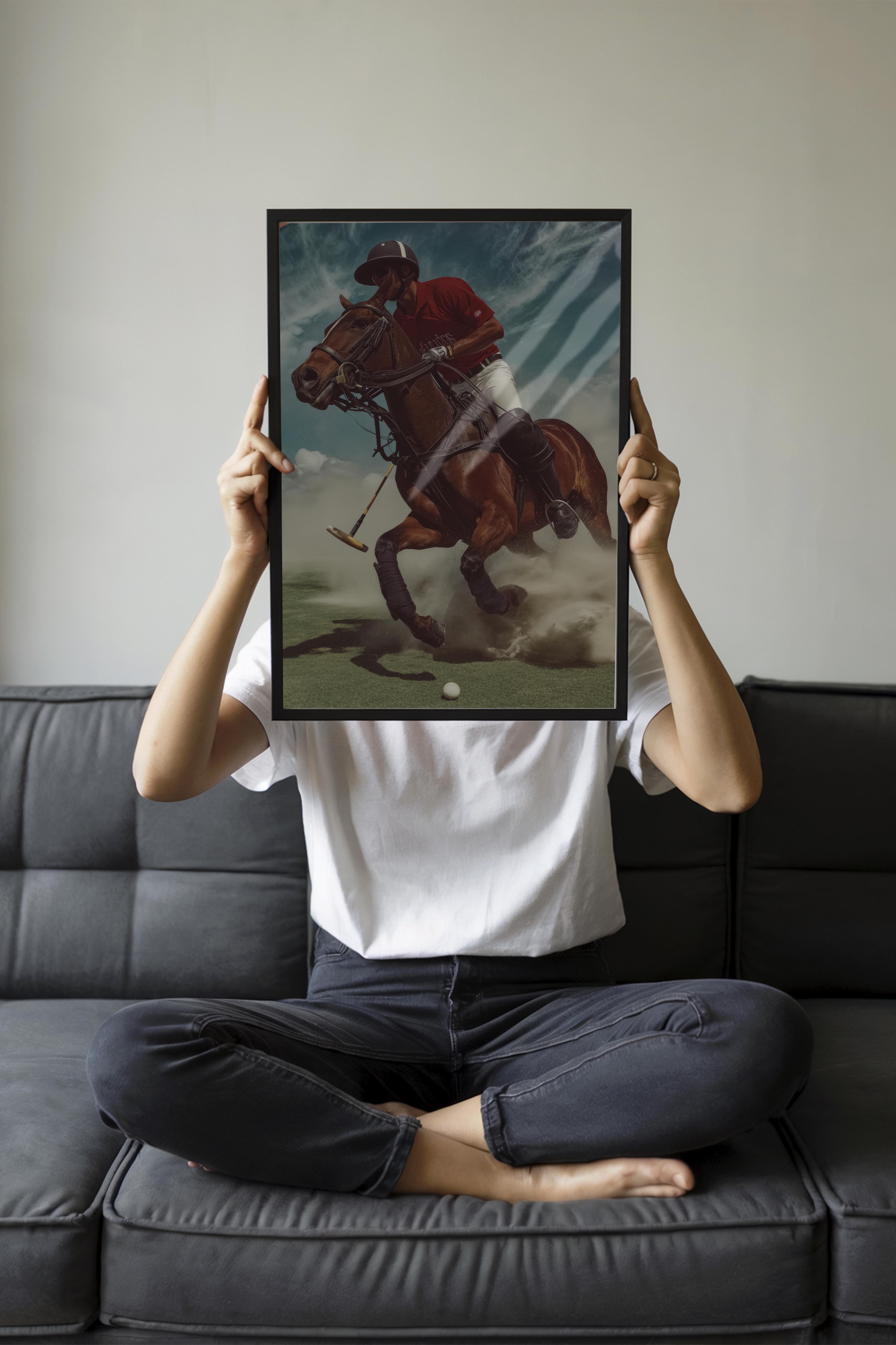 Polo Oyuncusu Posteri, Siyah Çerçeveli Poster, Old Money Serisi, NO:113214